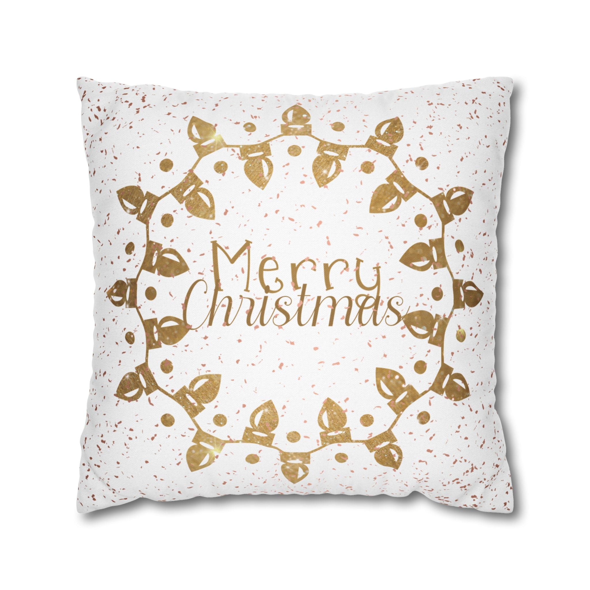 Merry Christmas Christmas Lights, Yellow Lights, Throw Pillow Case