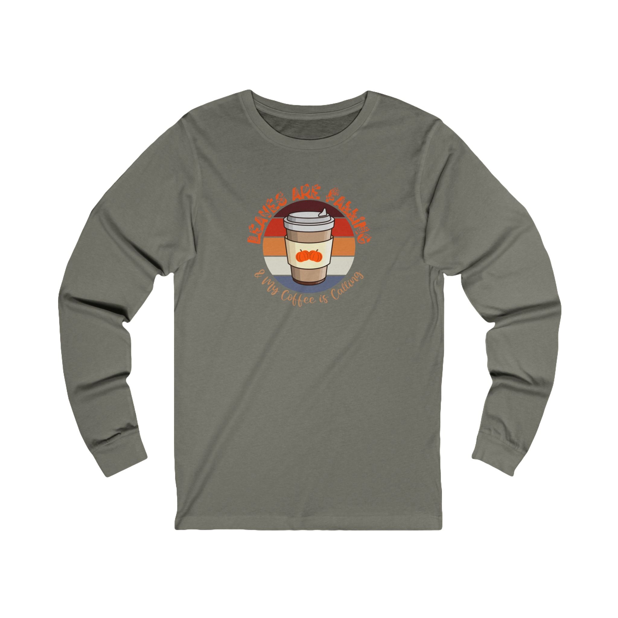 Autumn Brew Cozy Fall Coffee Lover’s Tee, Leaves, Unisex Jersey Long Sleeve Tee