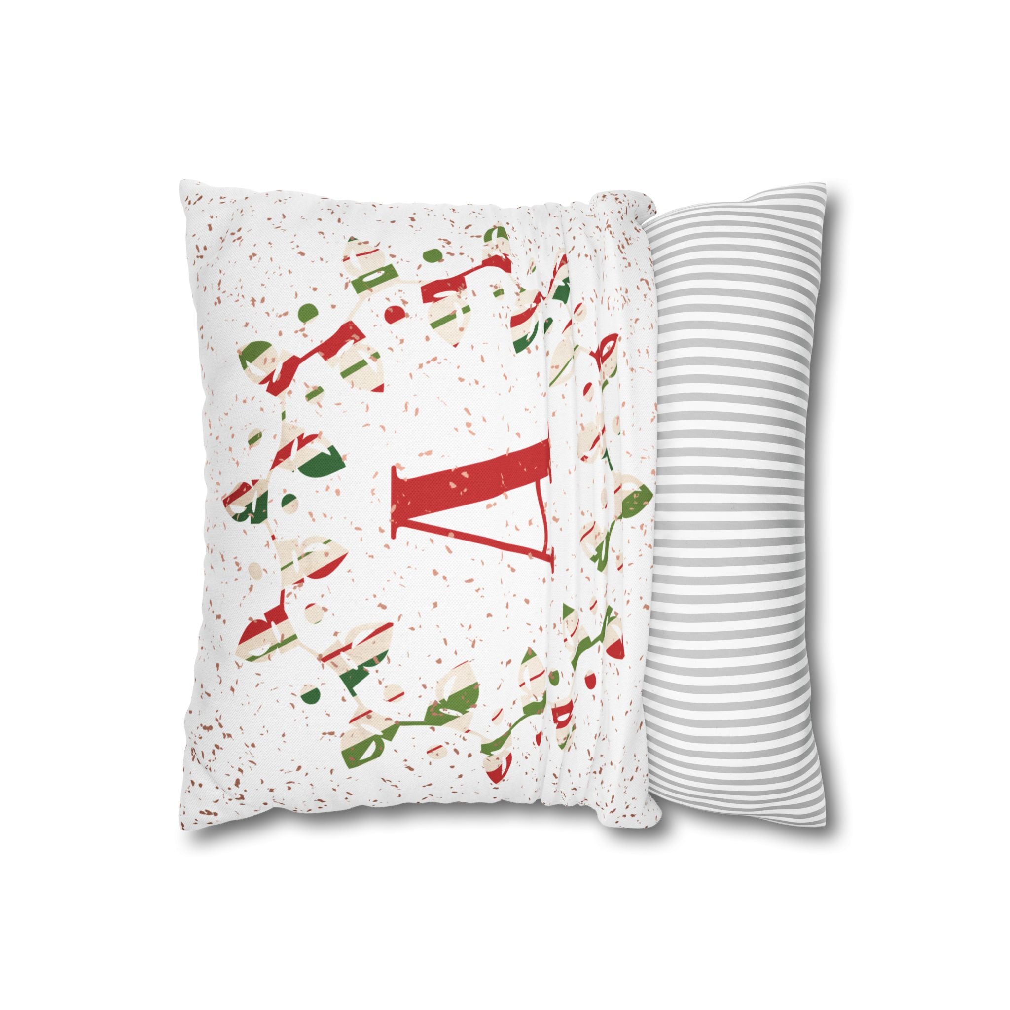 Monogram Christmas Lights, Personalized Monogram, Striped Wrapping Paper, Throw Pillow Case