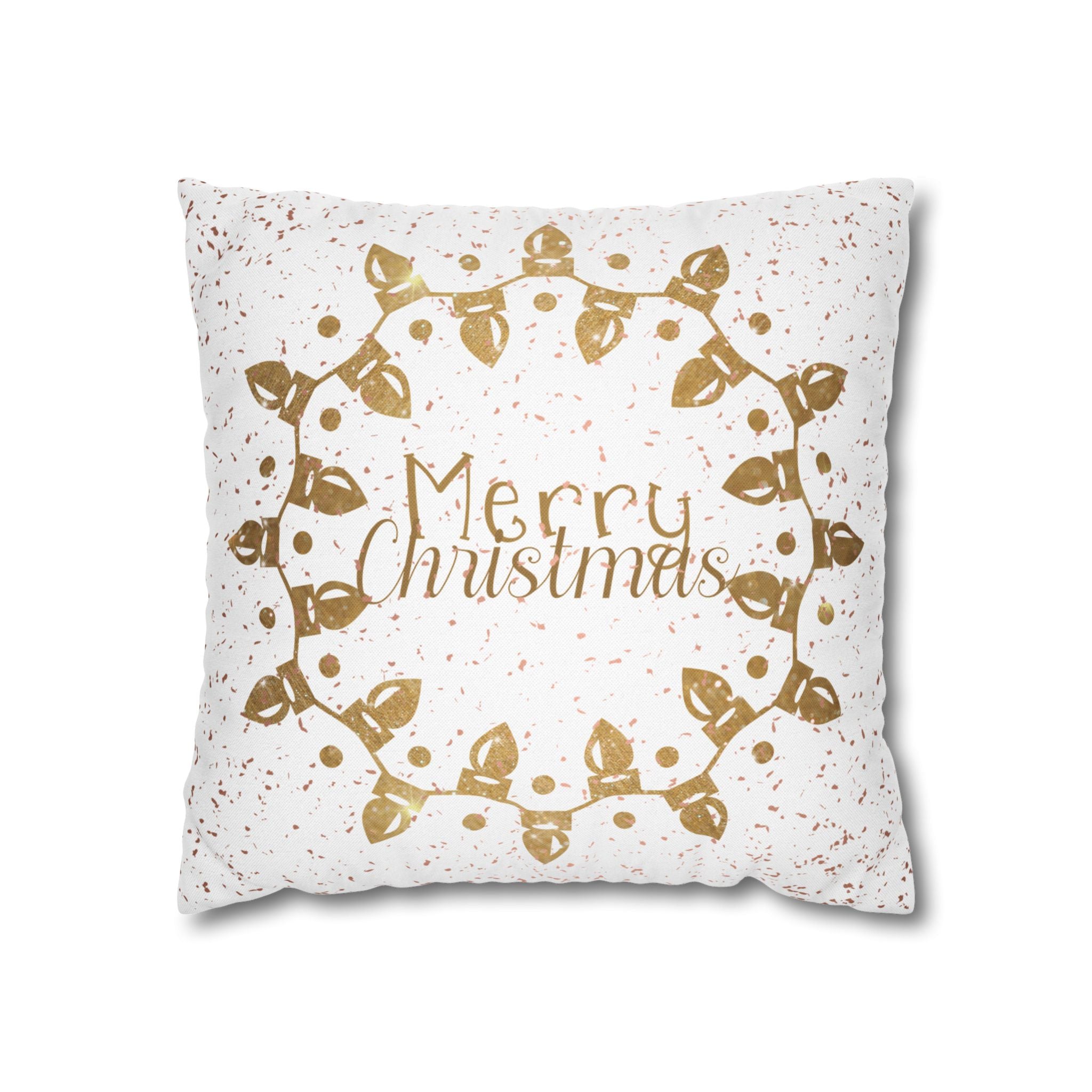 Merry Christmas Christmas Lights, Yellow Lights, Throw Pillow Case