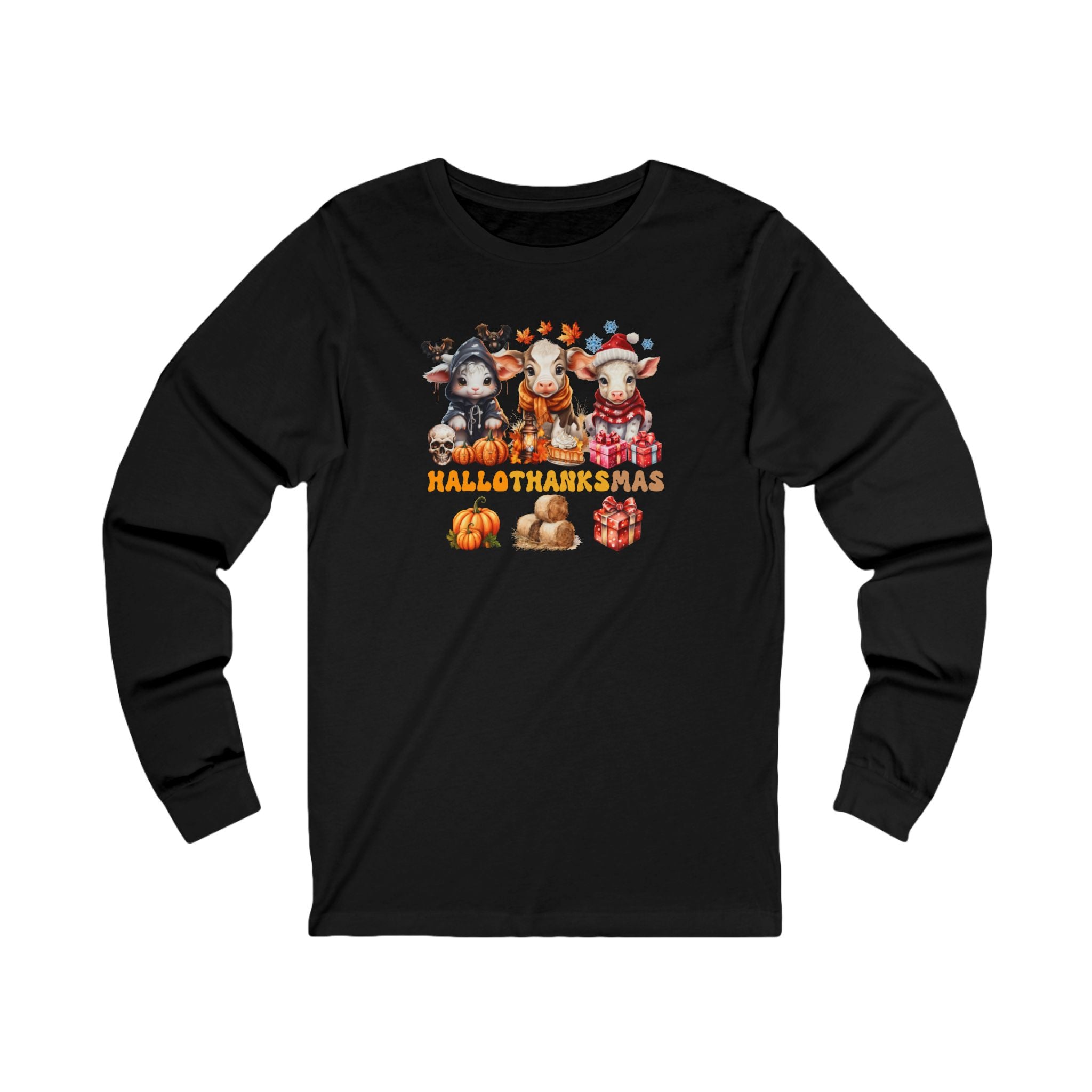 Spooky to Jolly - All-Season Celebration HalloThanksMas Tee (5), Unisex Jersey Long Sleeve Tee