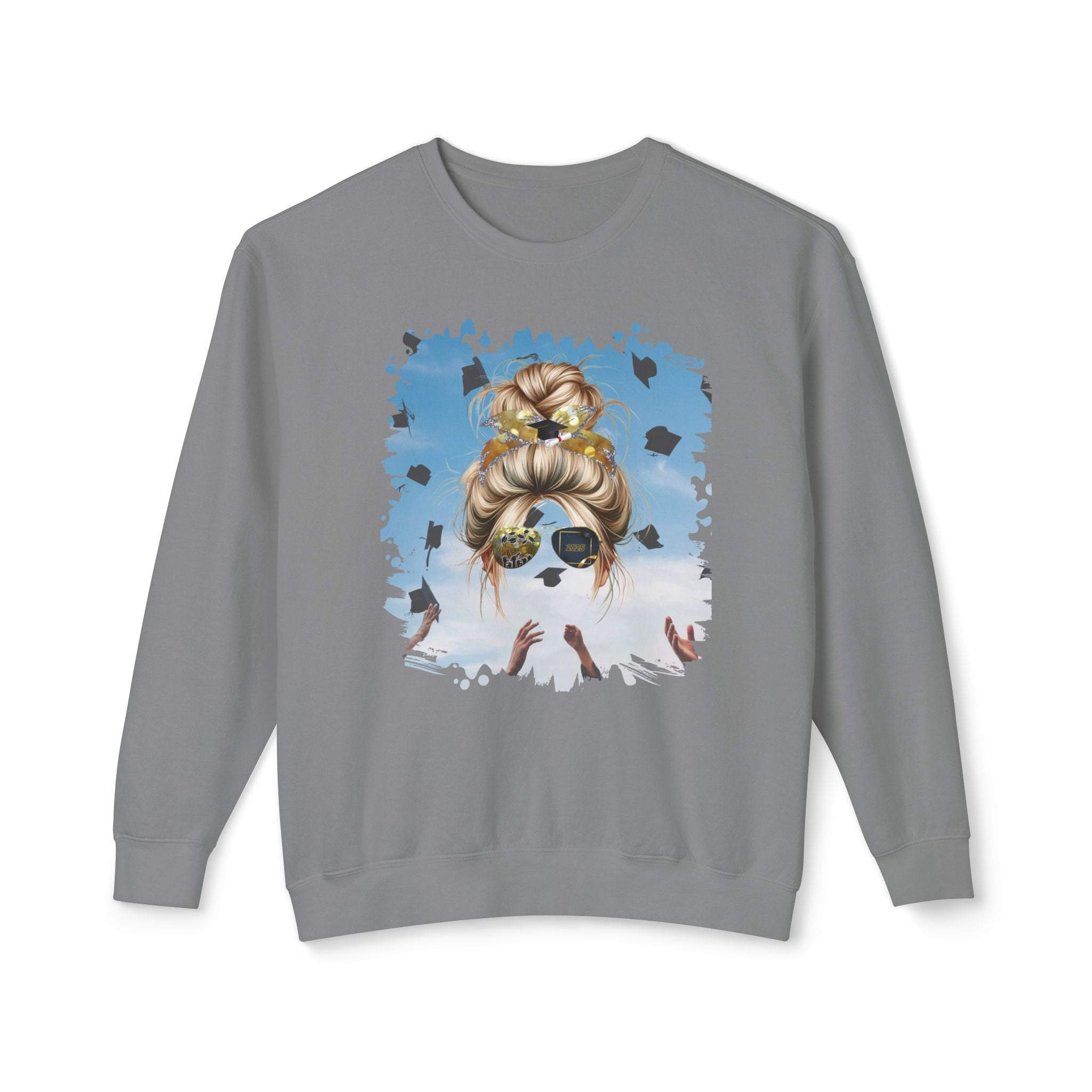 Celebration, Blond Hair Messy Bun, Unisex Lightweight Crewneck Sweatshirt