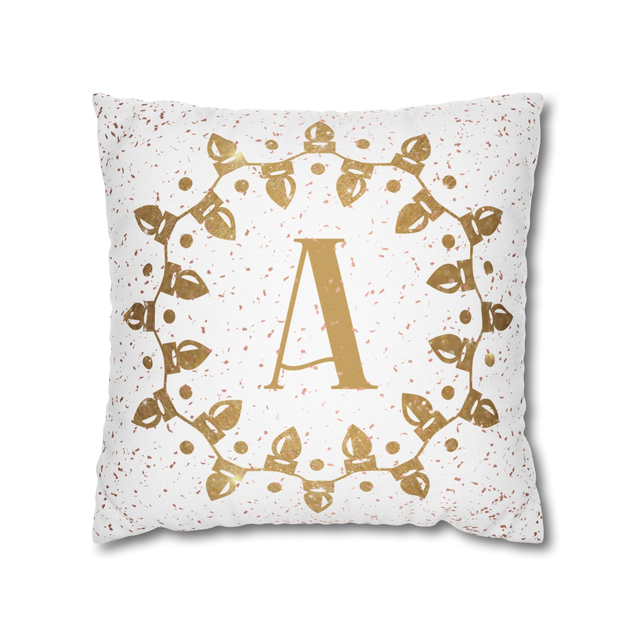 Monogram Christmas Lights, Personalized Monogram, Yellow Lights, Throw Pillow Case