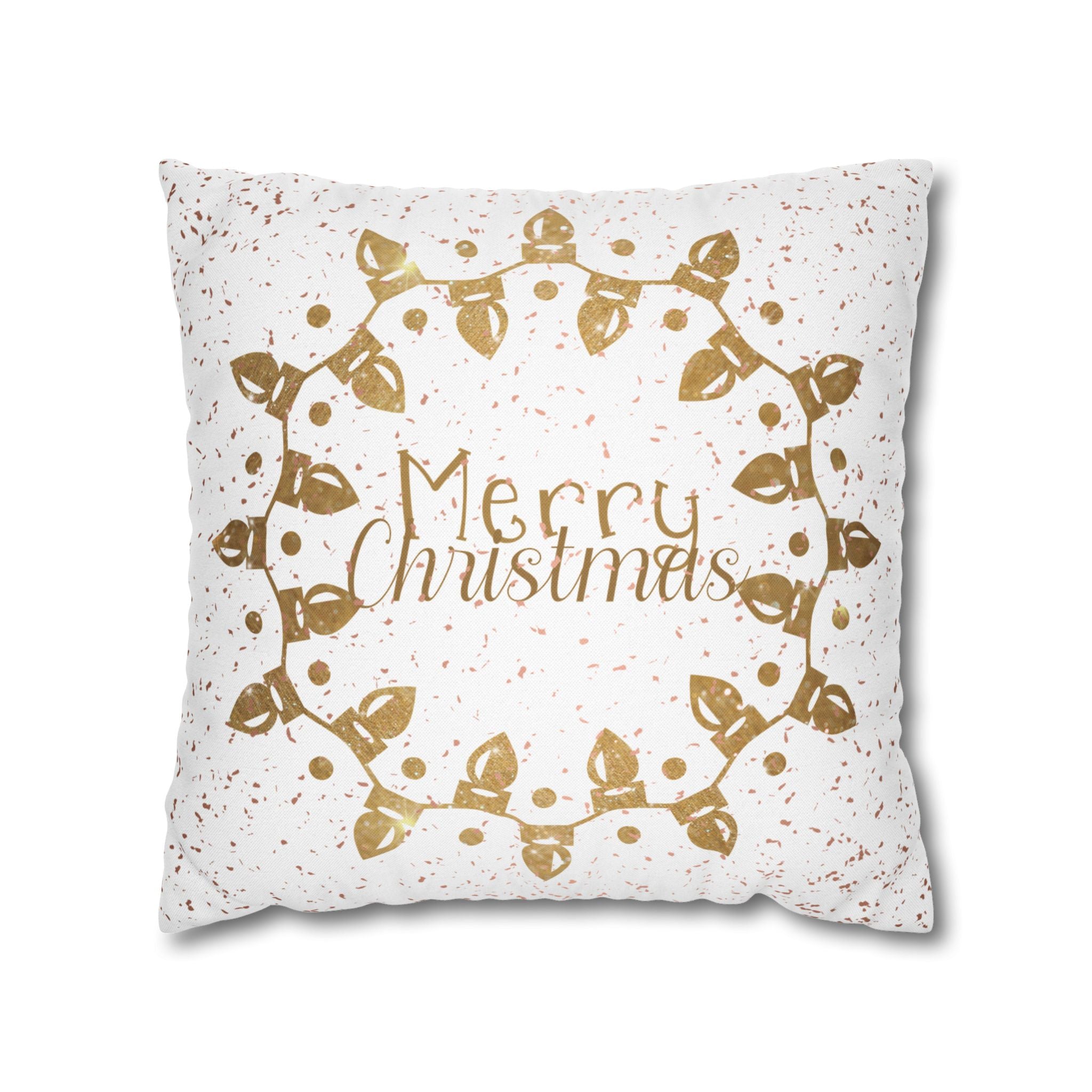 Merry Christmas Christmas Lights, Yellow Lights, Throw Pillow Case