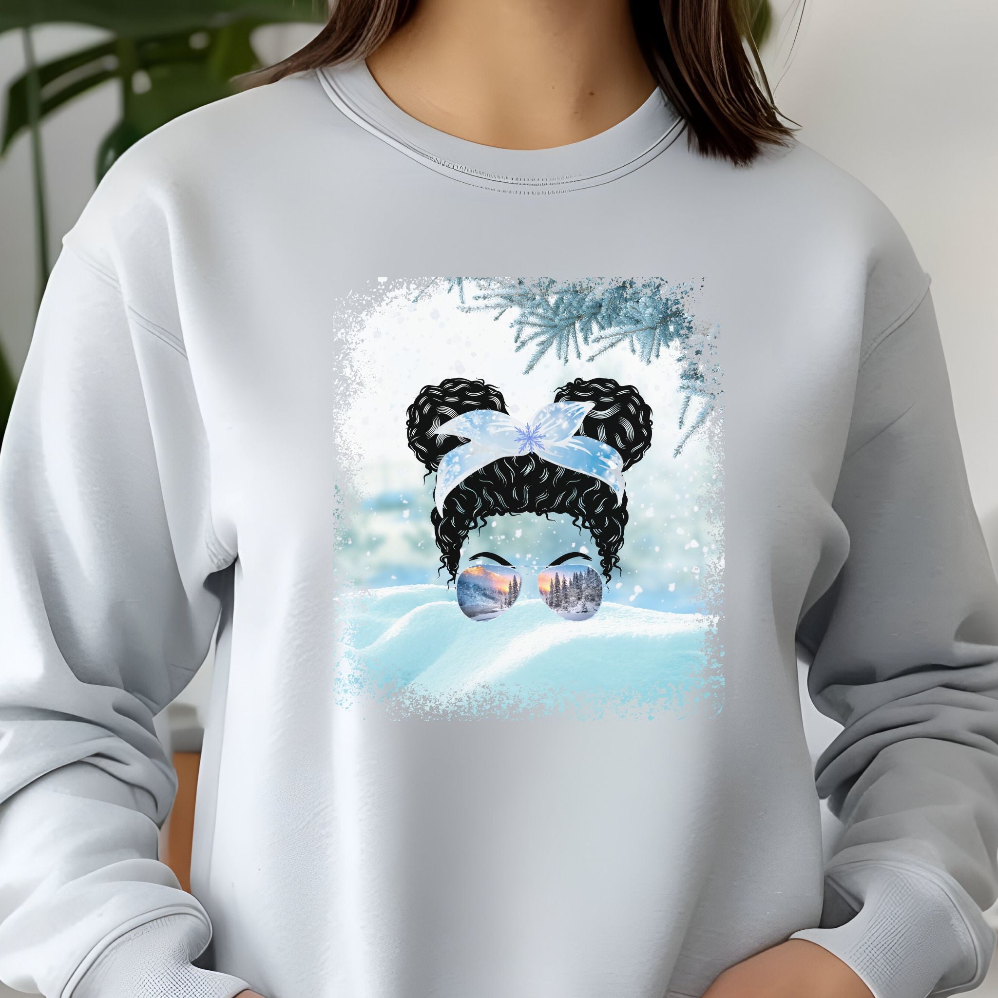 Snow, Black Hair Messy Bun, Unisex Jersey Long Sleeve Tee