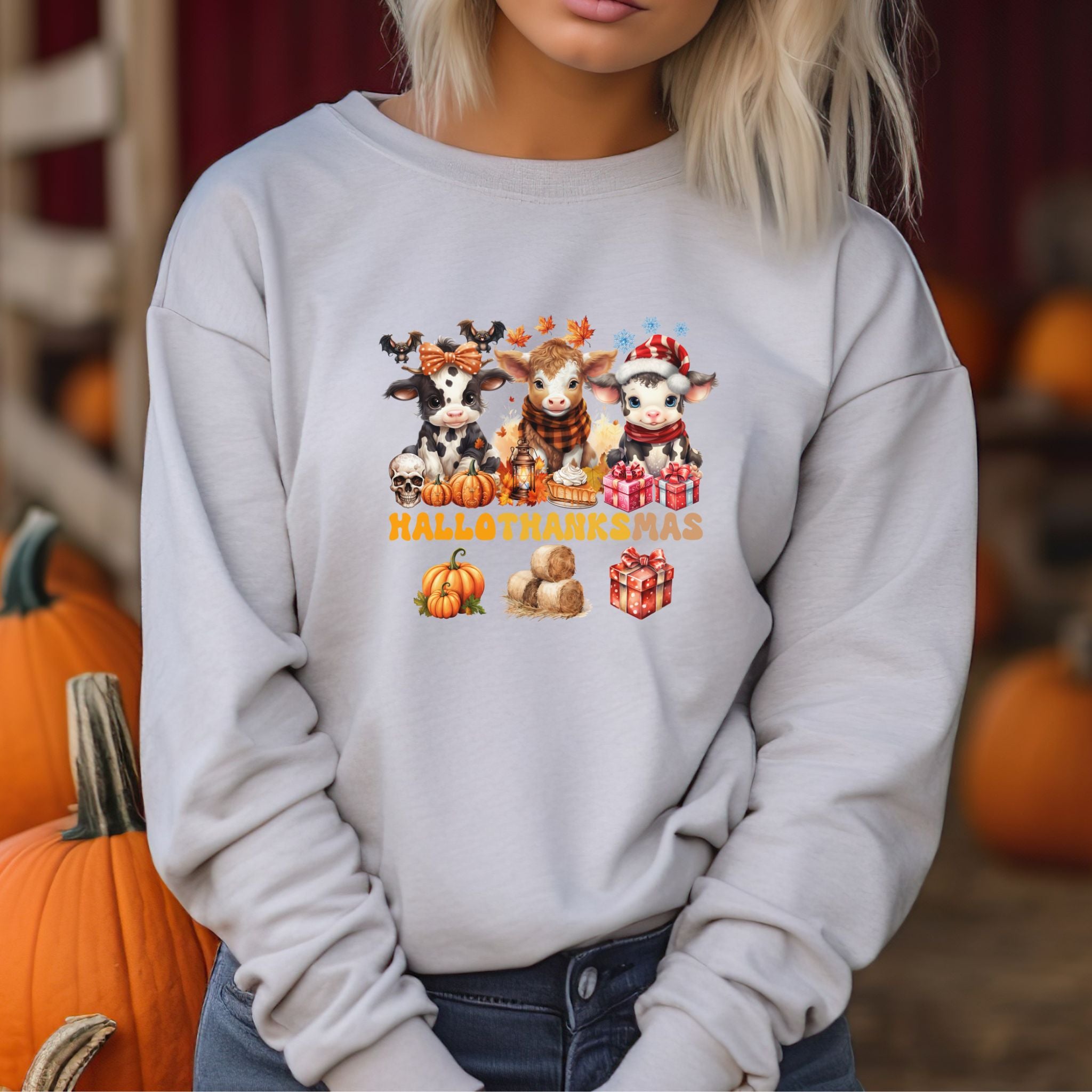 Spooky to Jolly - All-Season Celebration HalloThanksMas Tee (6), Unisex Heavy Blend™ Crewneck Sweatshirt