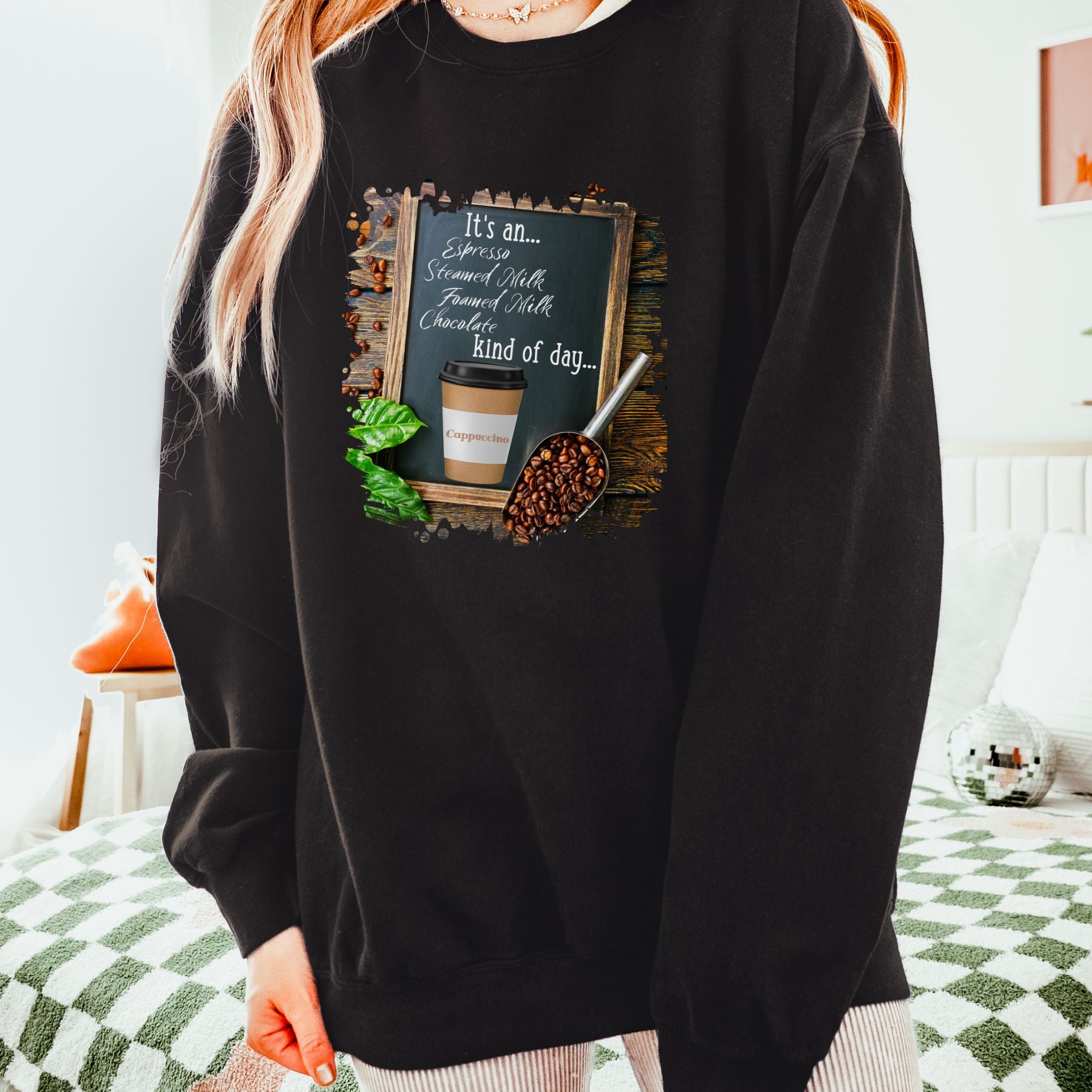 Cappuccino, Kind of Day, Unisex Lightweight Crewneck Sweatshirt