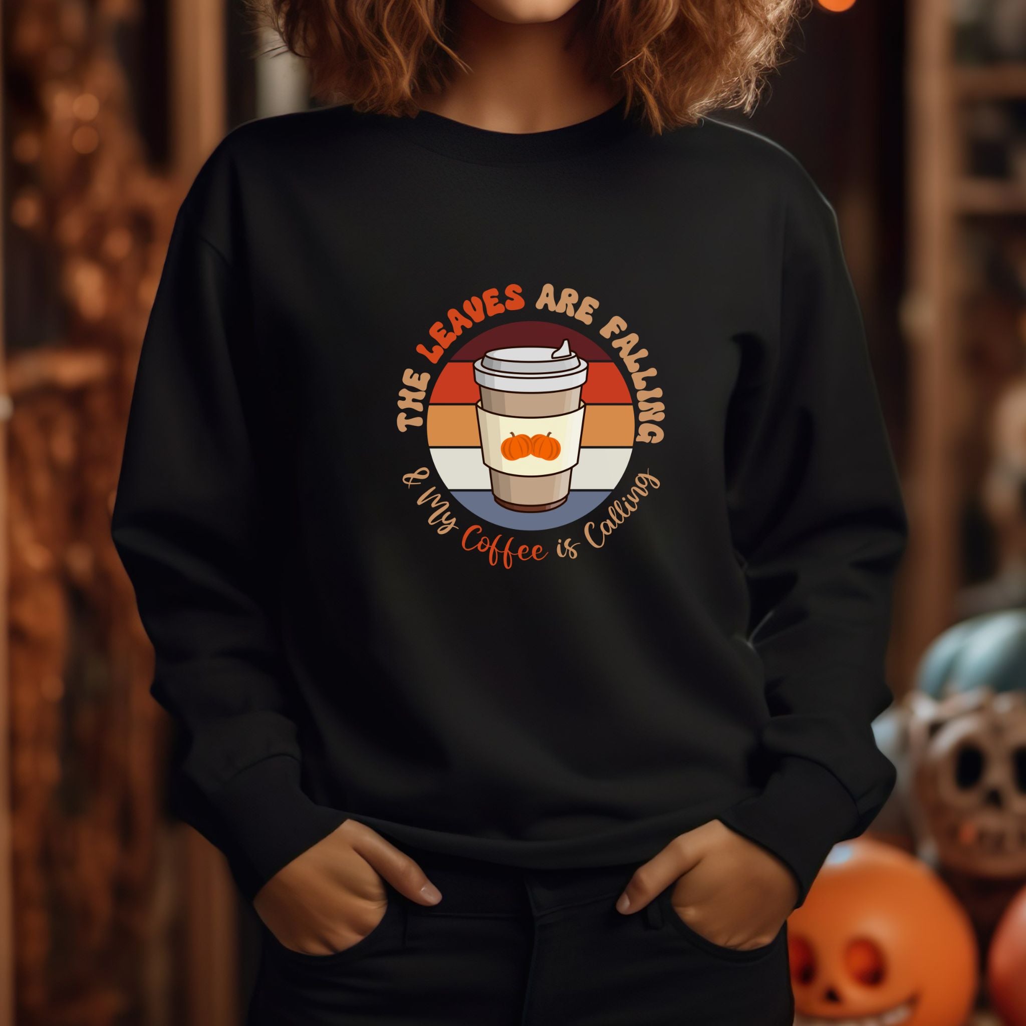 Autumn Brew Cozy Fall Coffee Lover’s Tee, Unisex Heavy Blend™ Crewneck Sweatshirt