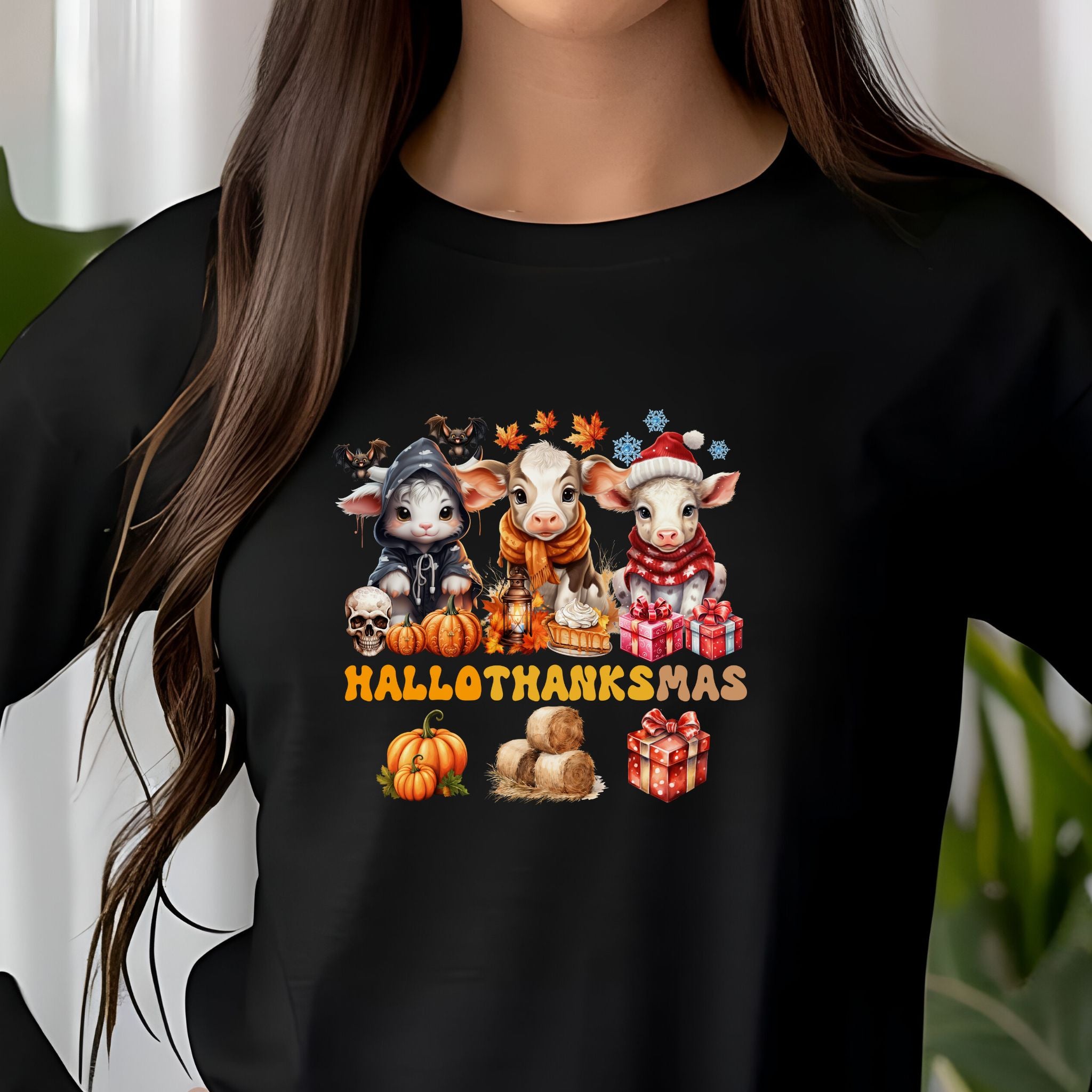 Spooky to Jolly - All-Season Celebration HalloThanksMas Tee (5), Unisex Jersey Long Sleeve Tee