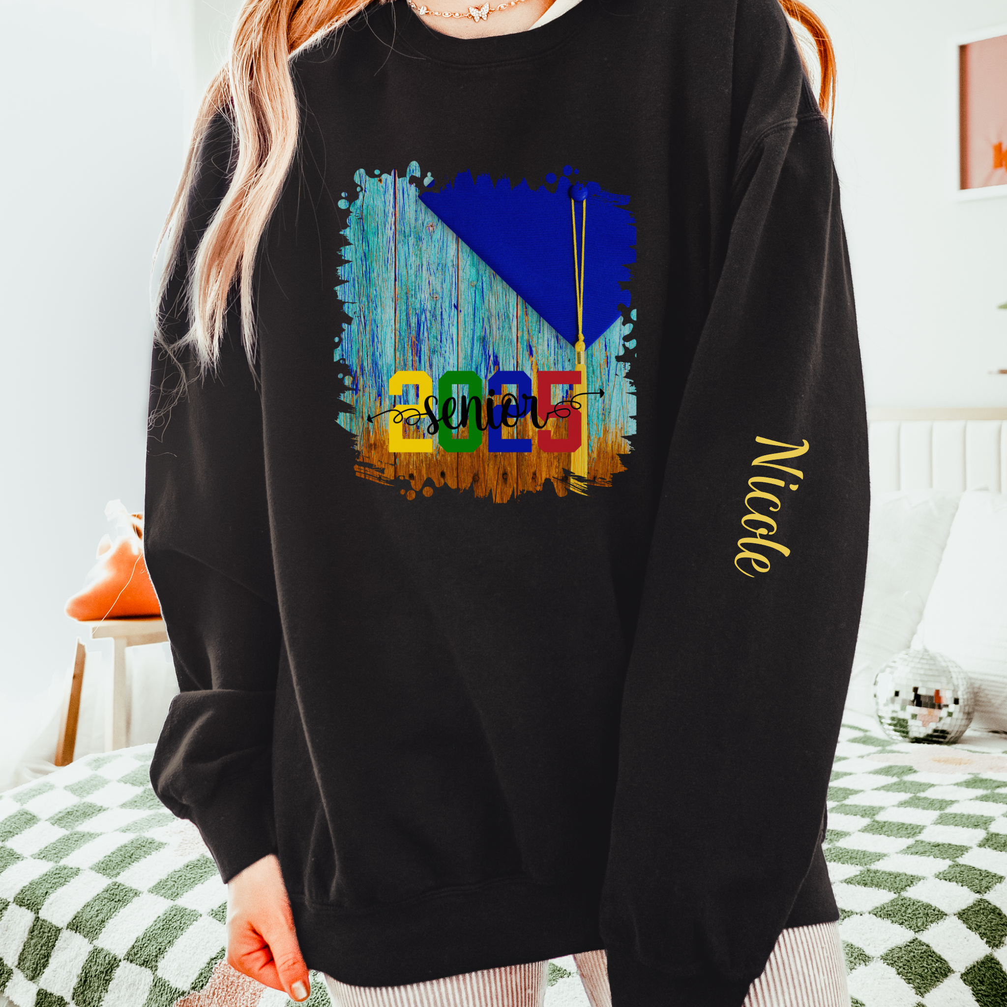 Senior 2025 Colorful, 2025 Graduation, Unisex Lightweight Crewneck Sweatshirt
