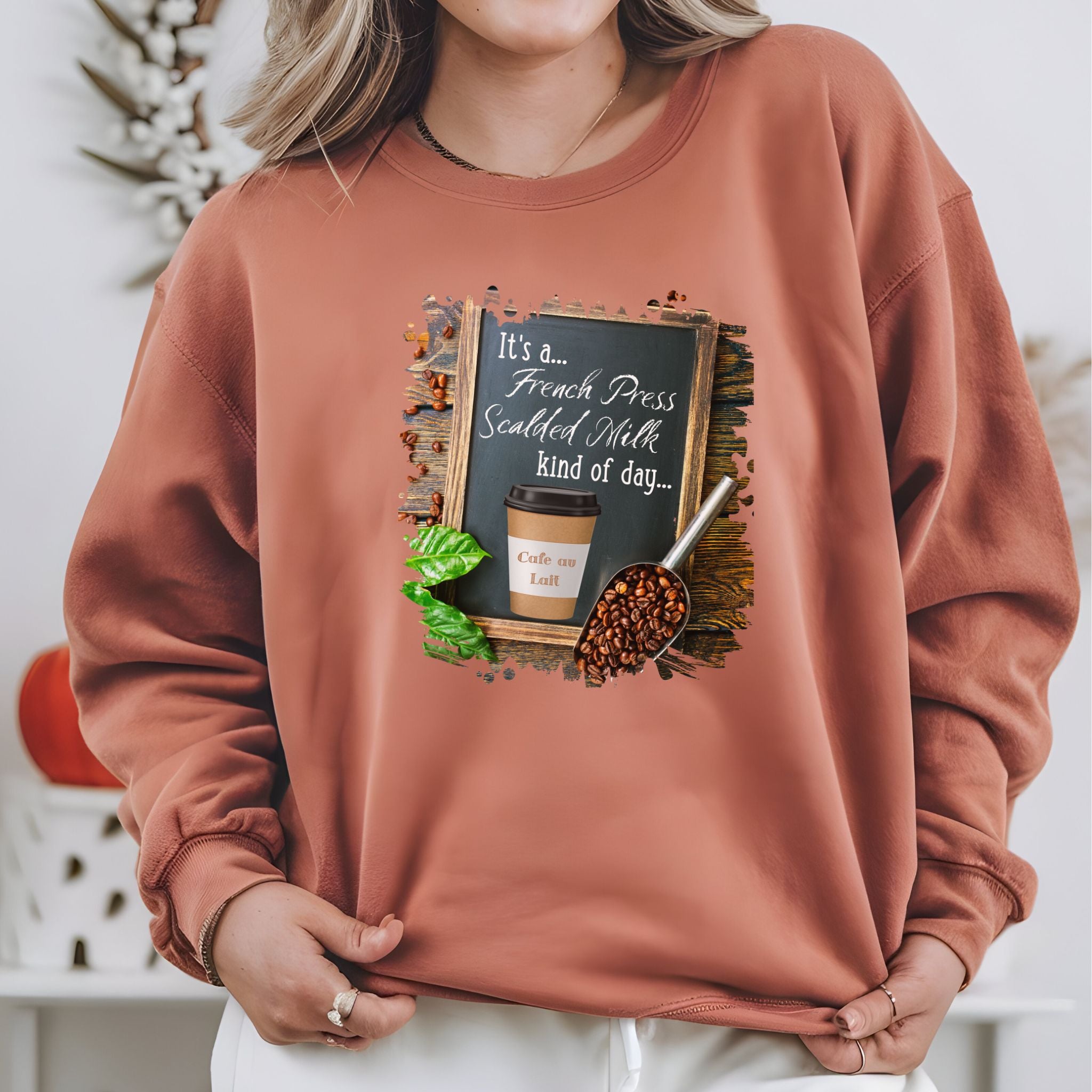 Cafe au Lait, Kind of Day, Unisex Lightweight Crewneck Sweatshirt