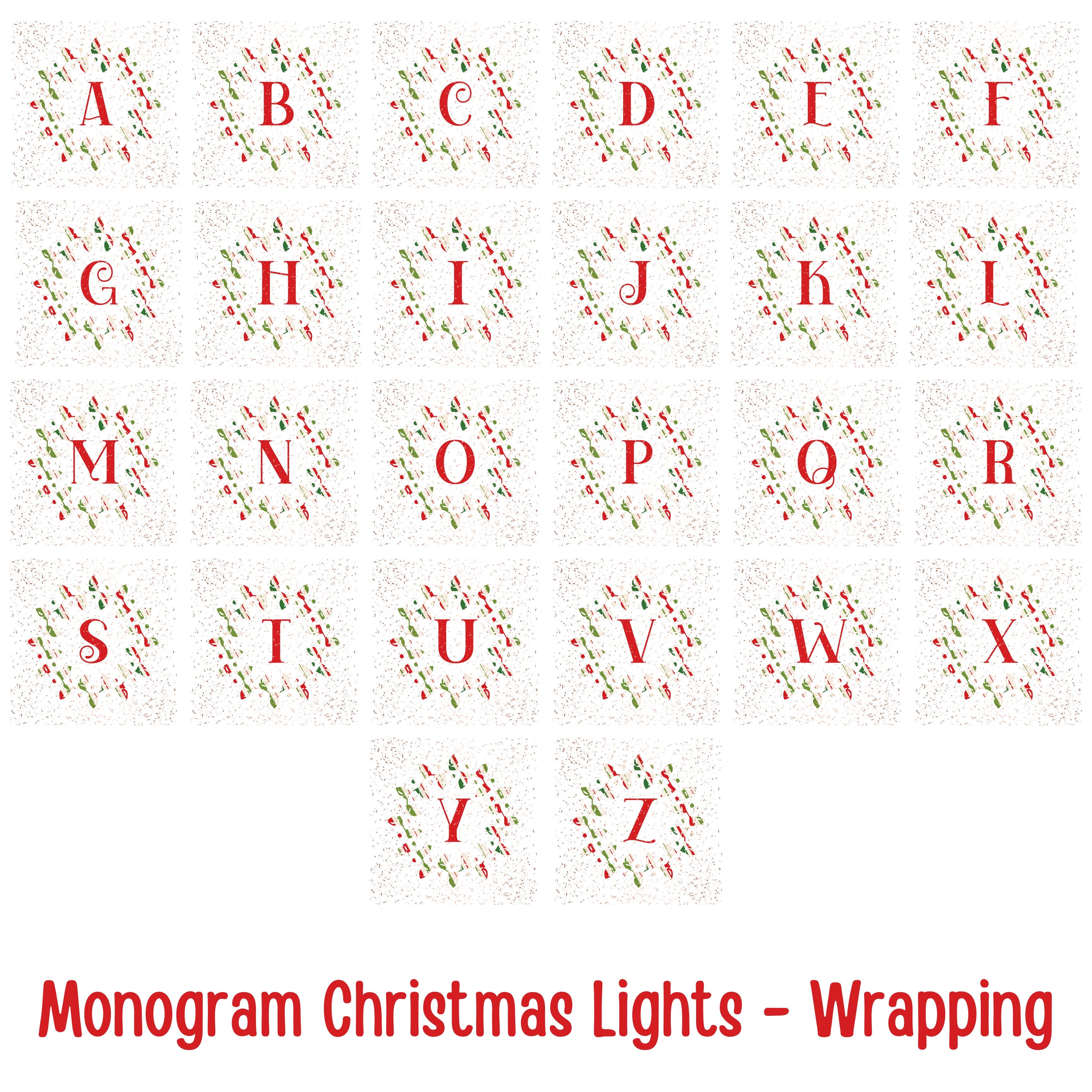 Monogram Christmas Lights, Personalized Monogram, Striped Wrapping Paper, Throw Pillow Case