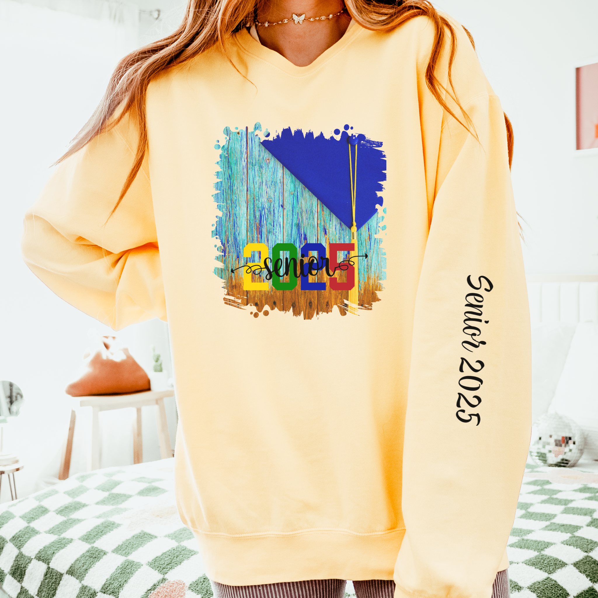 Senior 2025 Colorful, 2025 Graduation, Unisex Lightweight Crewneck Sweatshirt