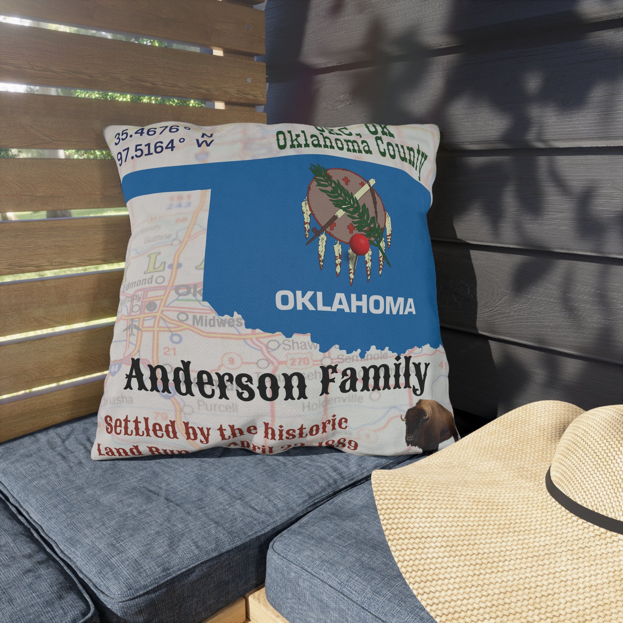 City & State Location Personalized Outdoor Pillow, Pictures Shown are Examples