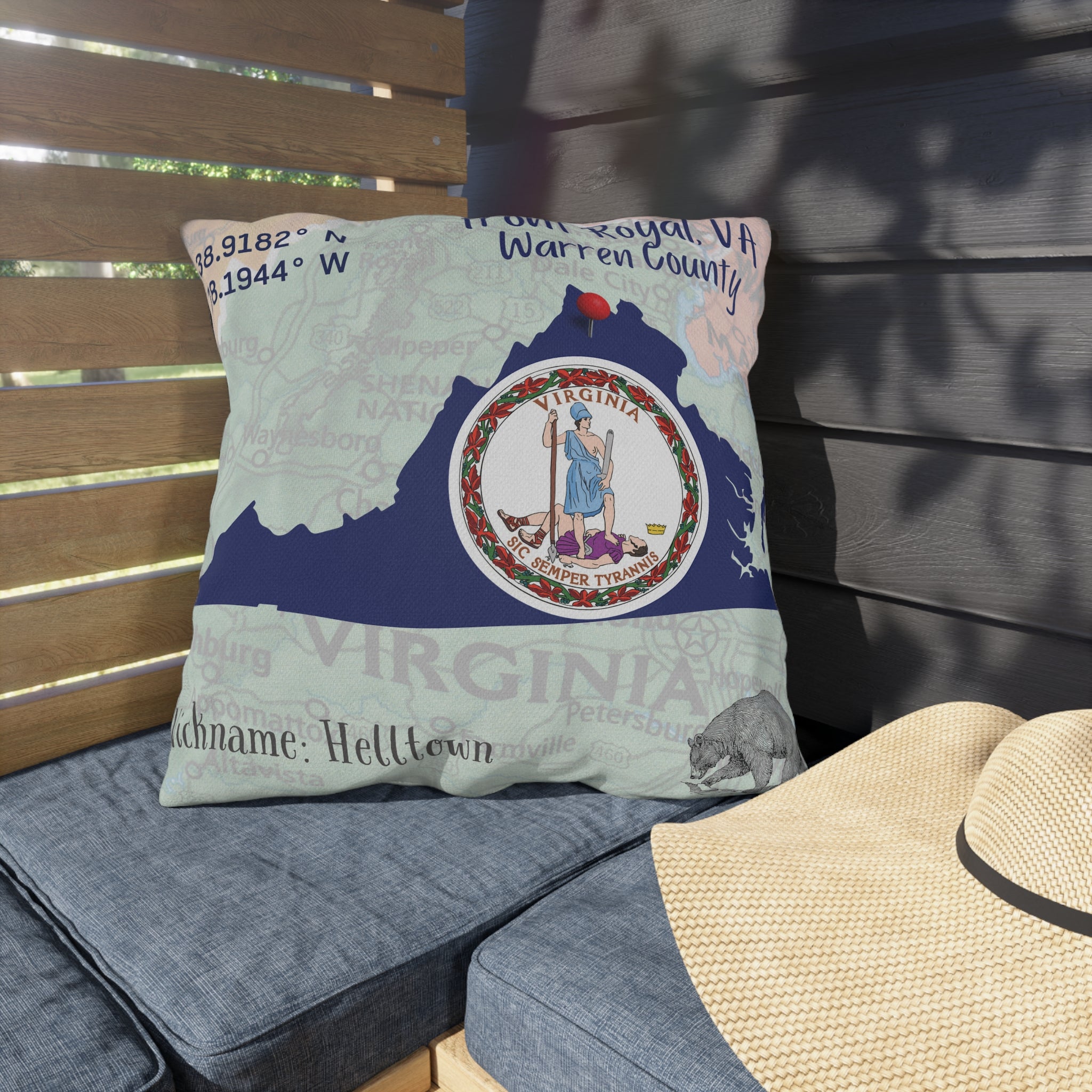 City & State Location Personalized Outdoor Pillow, Pictures Shown are Examples