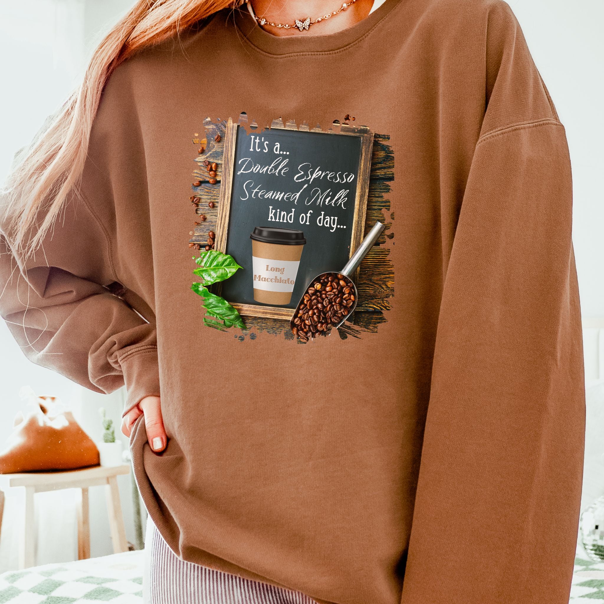 Long Macchiato, Kind of Day, Unisex Lightweight Crewneck Sweatshirt