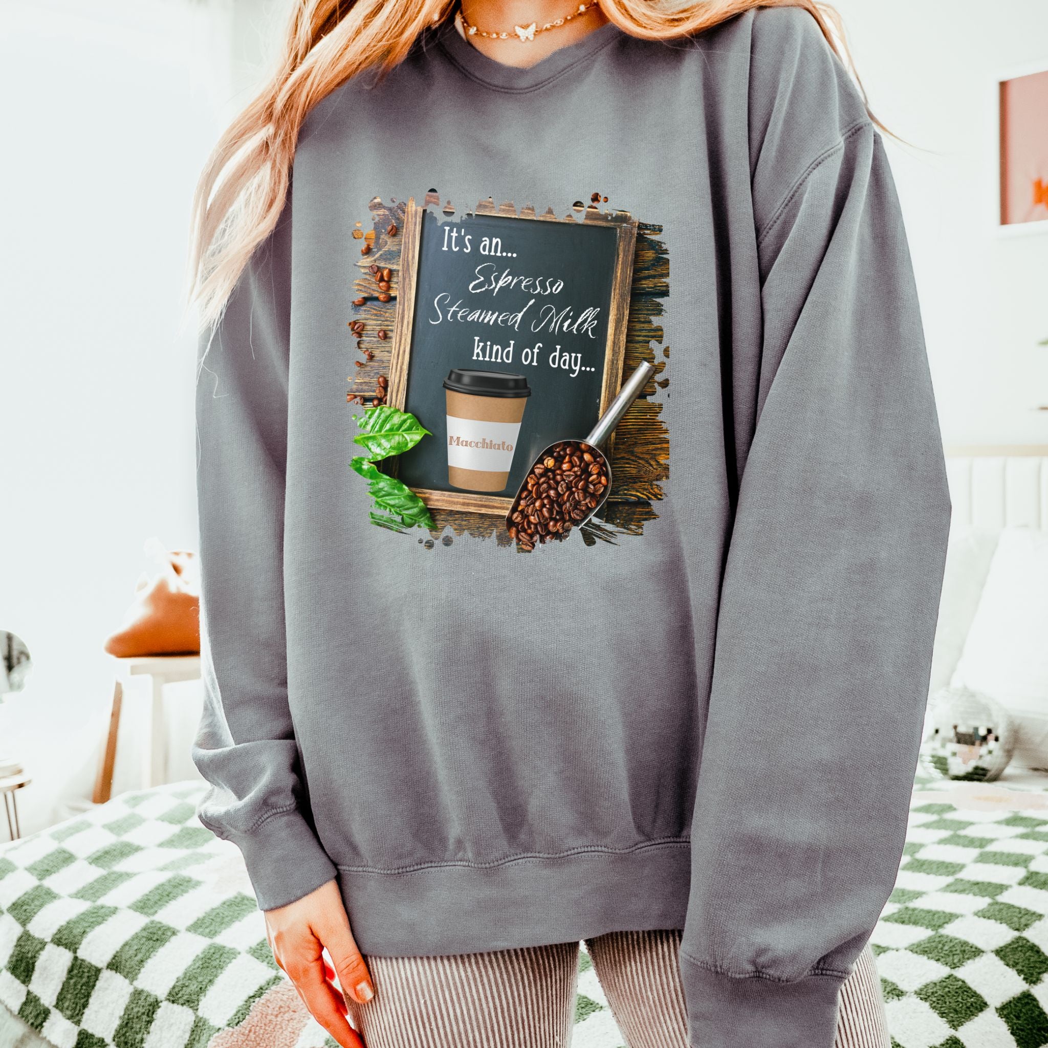 Macchiato, Kind of Day, Unisex Lightweight Crewneck Sweatshirt