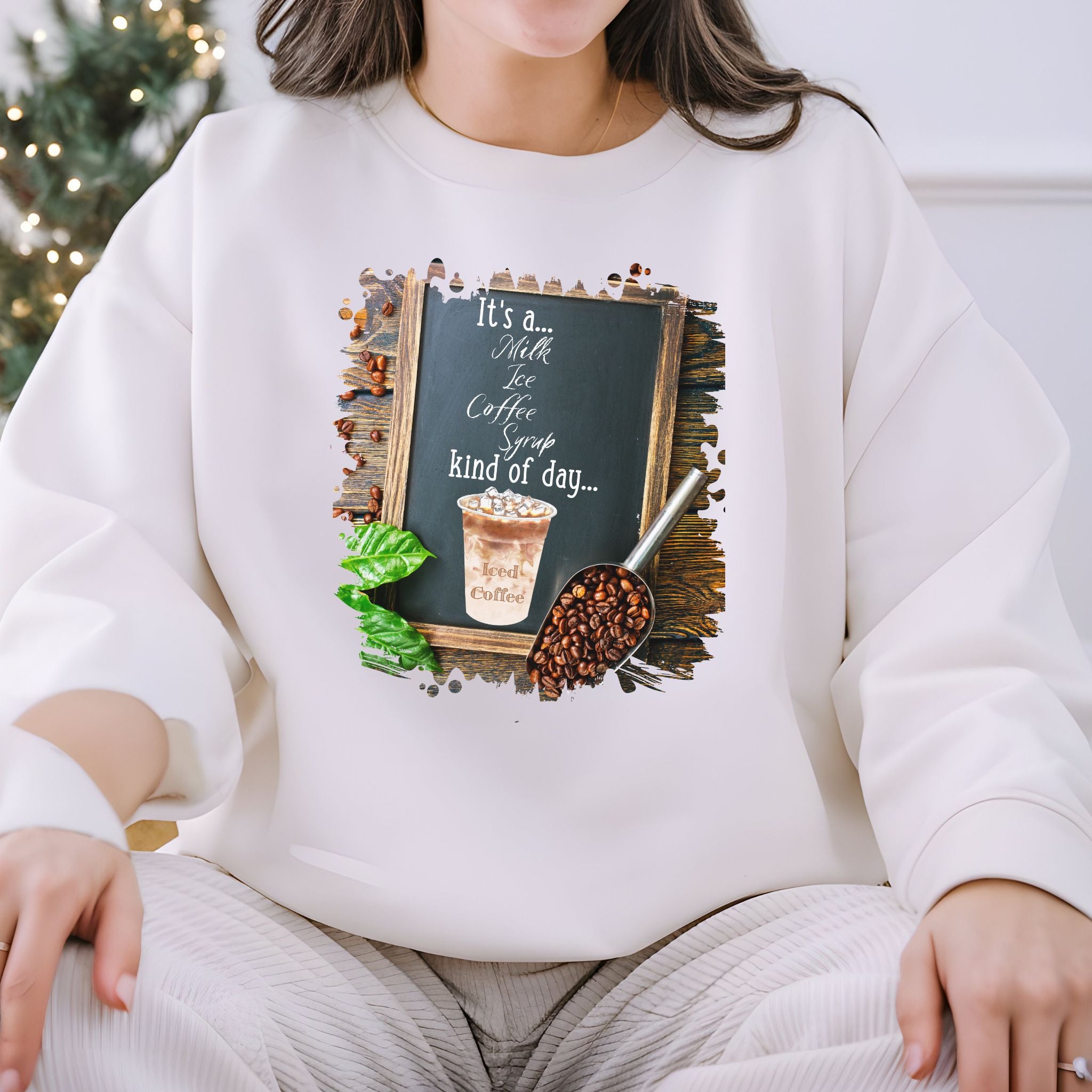 Iced Coffee (Coffee), Kind of Day, Unisex Lightweight Crewneck Sweatshirt