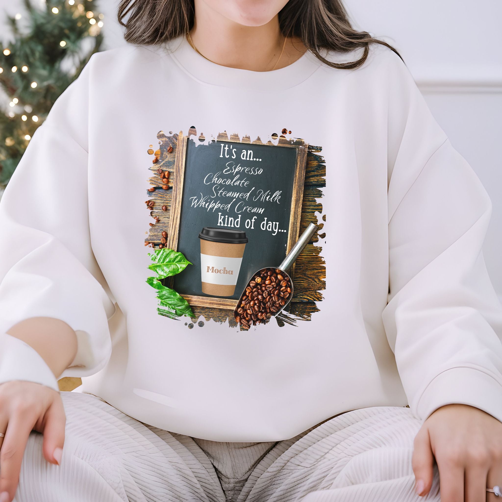 Mocha, Kind of Day, Unisex Lightweight Crewneck Sweatshirt