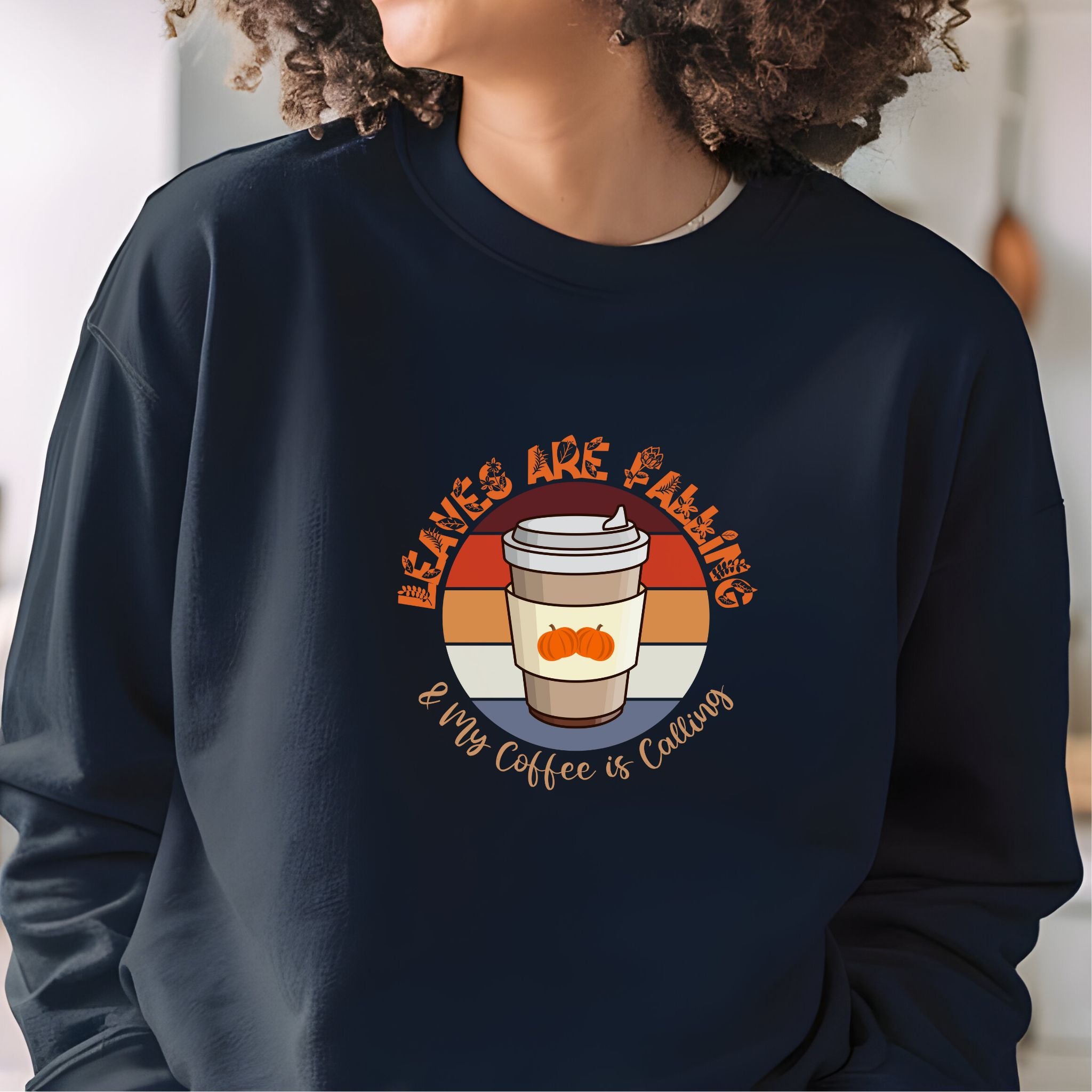 Autumn Brew Cozy Fall Coffee Lover’s Tee, Leaves, Unisex Heavy Blend™ Crewneck Sweatshirt