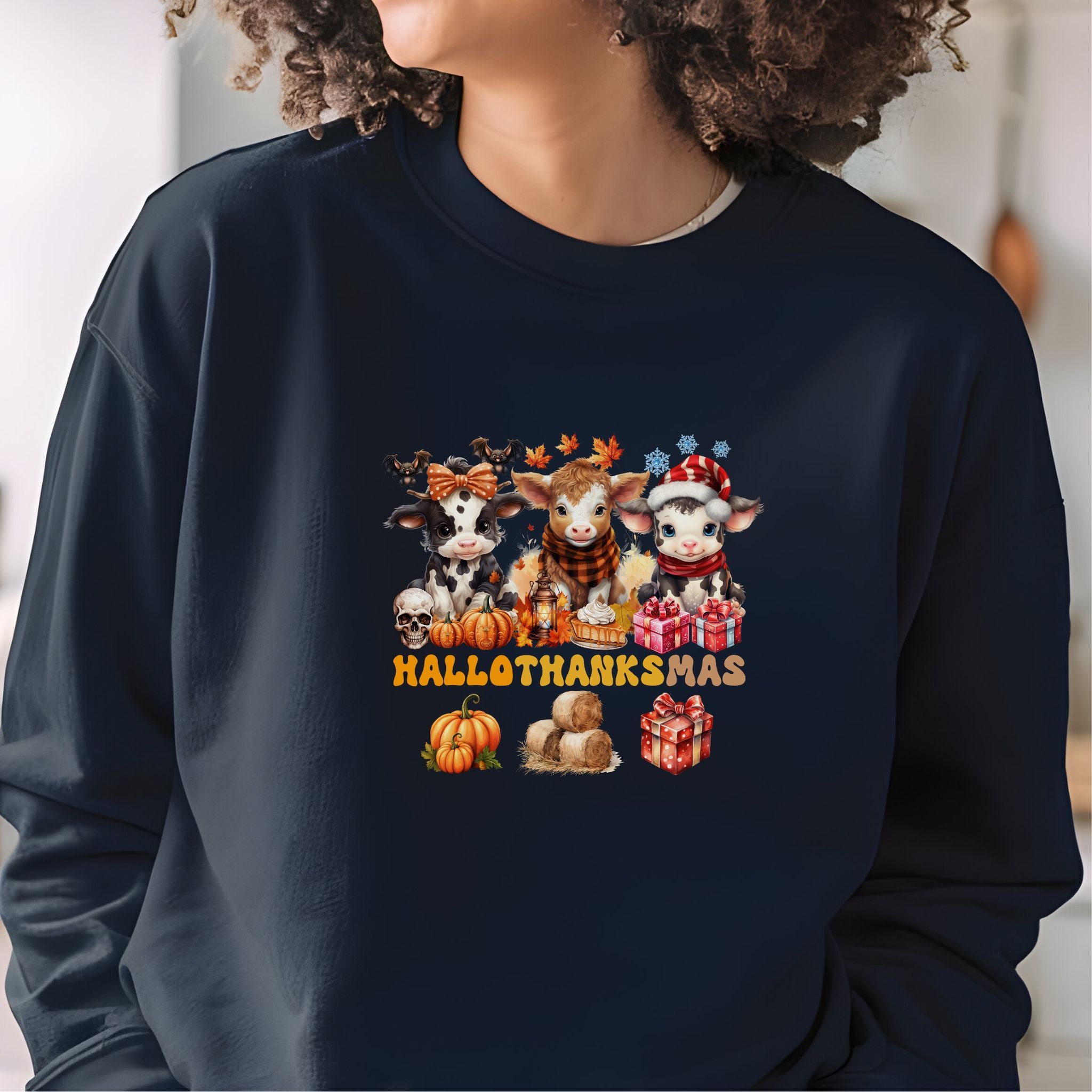 Spooky to Jolly - All-Season Celebration HalloThanksMas Tee (6), Unisex Heavy Blend™ Crewneck Sweatshirt