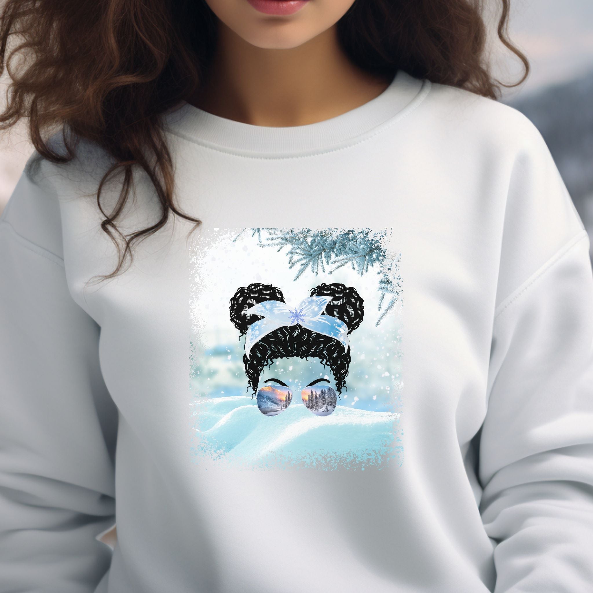 Snow, Black Hair Messy Bun, Unisex Heavy Blend™ Crewneck Sweatshirt