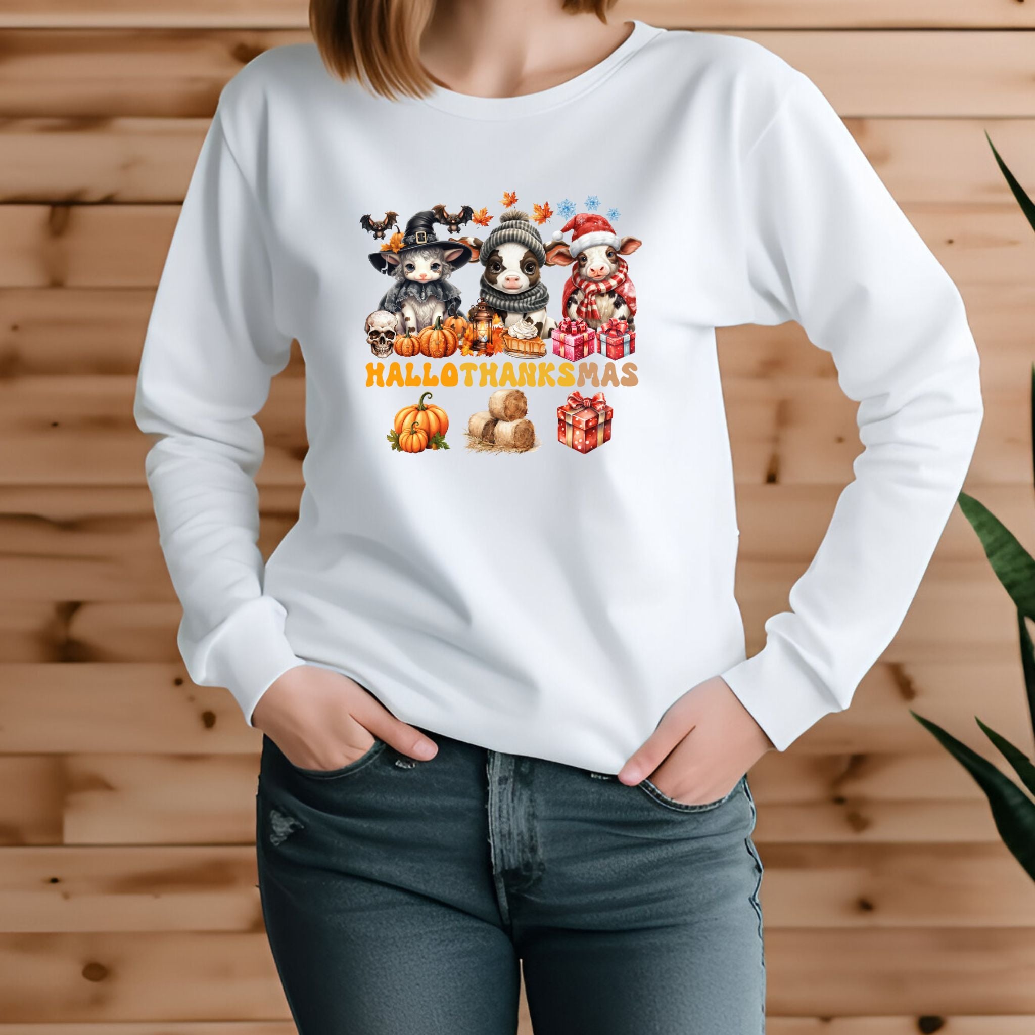 Spooky to Jolly - All-Season Celebration HalloThanksMas Tee (3), Unisex Jersey Long Sleeve Tee