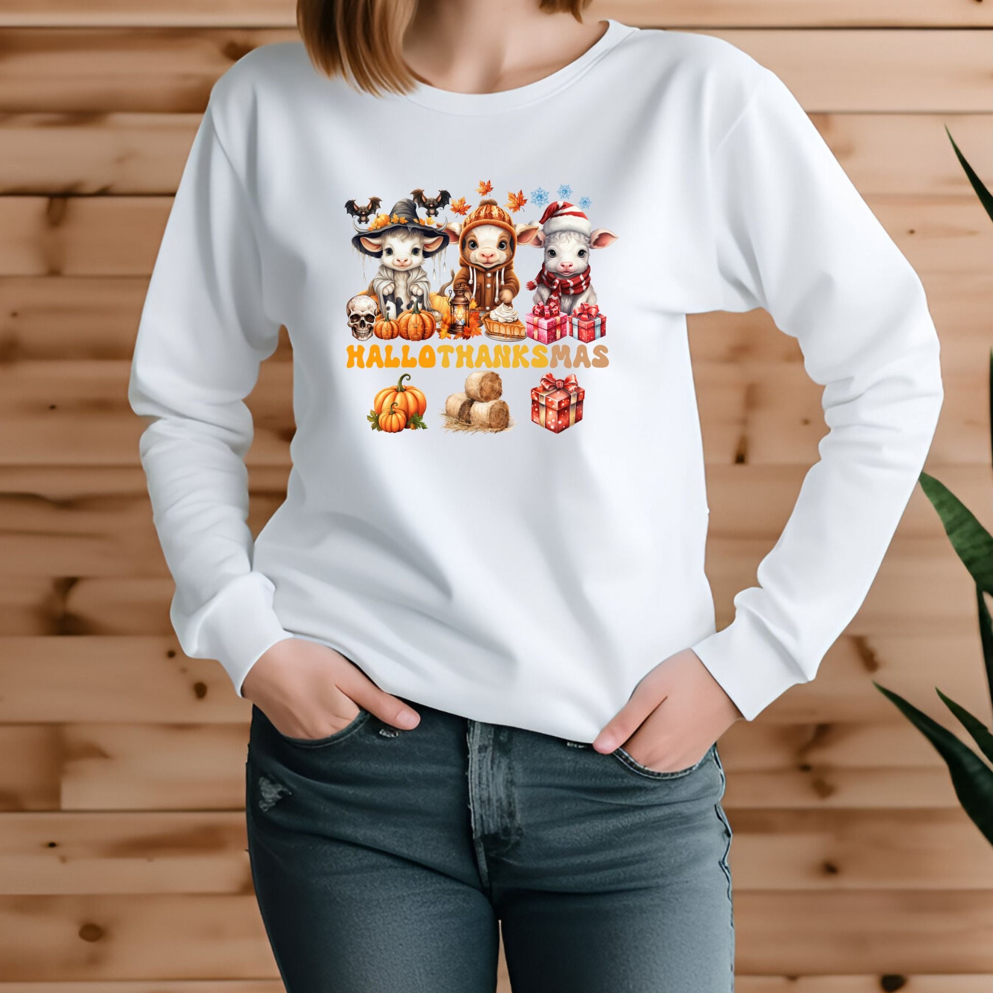 Spooky to Jolly - All-Season Celebration HalloThanksMas Tee (4), Unisex Jersey Long Sleeve Tee