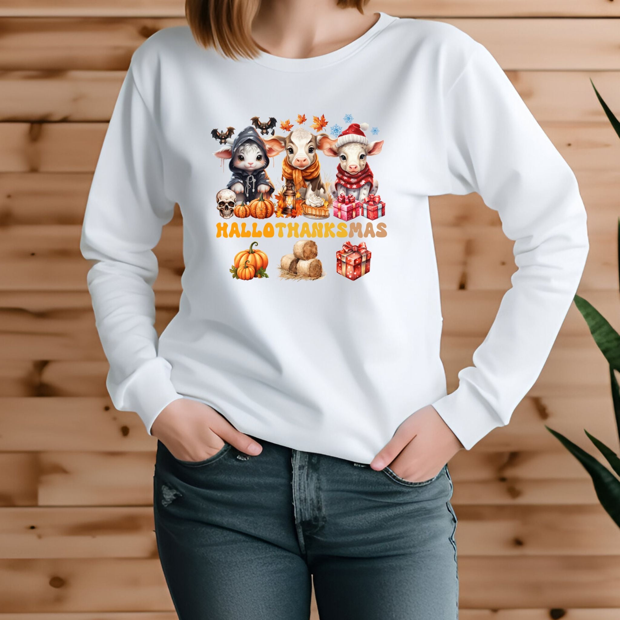 Spooky to Jolly - All-Season Celebration HalloThanksMas Tee (5), Unisex Jersey Long Sleeve Tee