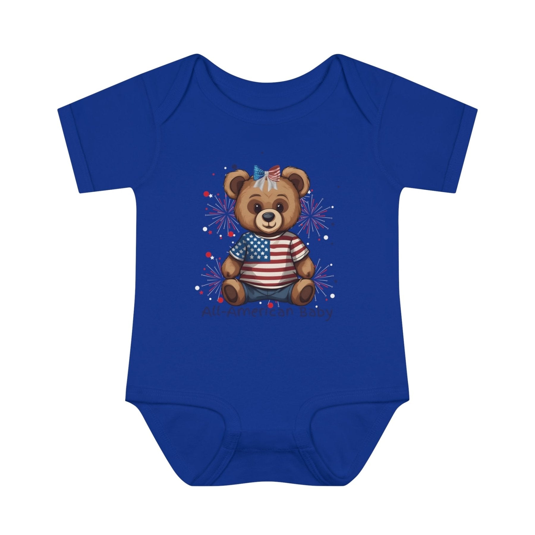 All American Baby, Bear with Bow, Onesie, Bodysuit, 0M-24M - Janlyn's Crafts