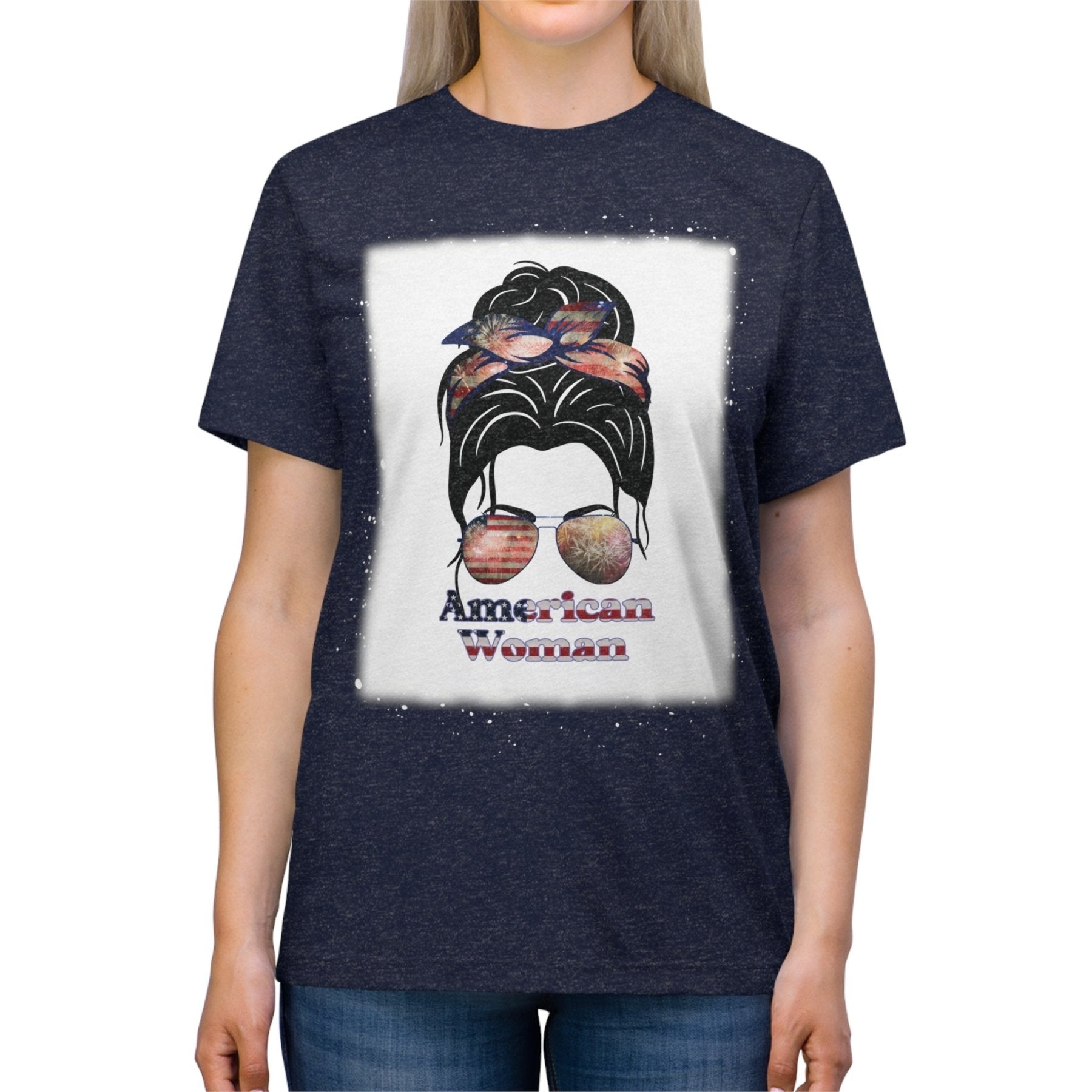 American Woman, Black Hair, Unisex Triblend T-Shirt - Janlyn's Crafts