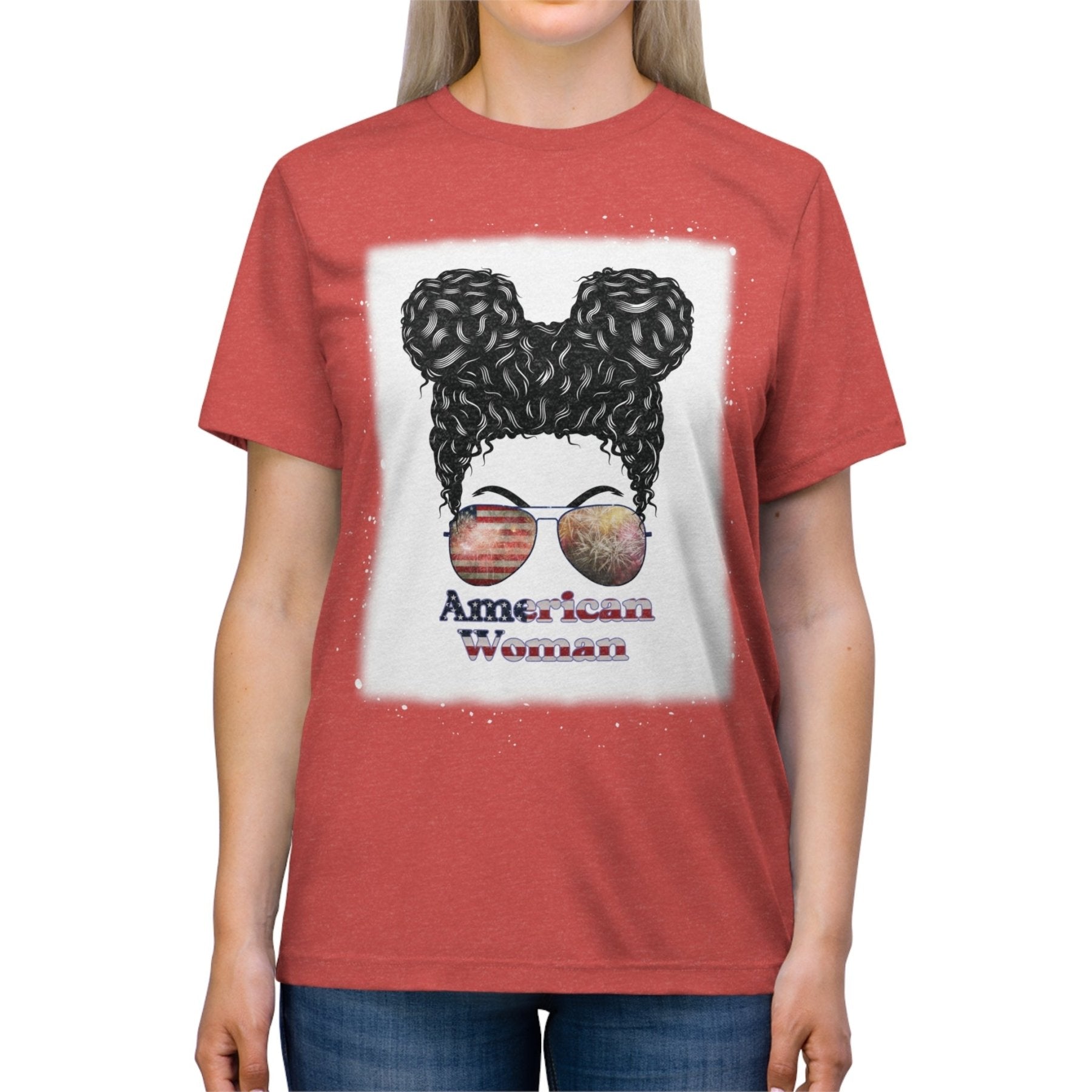 American Woman, Black Hair, Unisex Triblend T-Shirt - Janlyn's Crafts