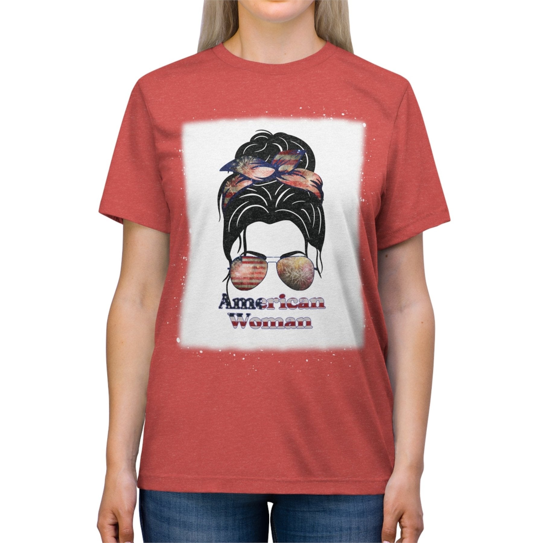 American Woman, Black Hair, Unisex Triblend T-Shirt - Janlyn's Crafts