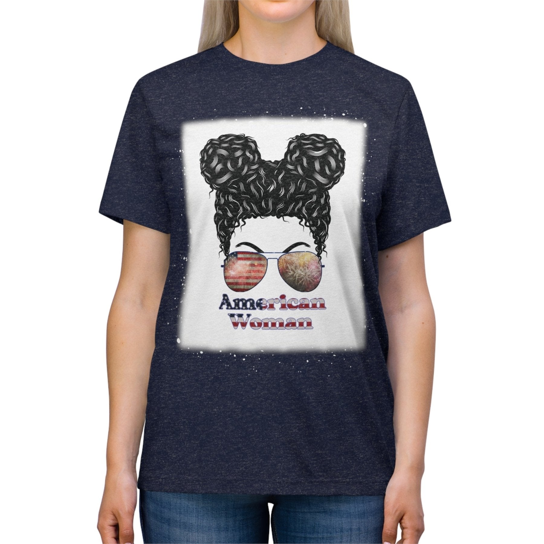 American Woman, Black Hair, Unisex Triblend T-Shirt - Janlyn's Crafts