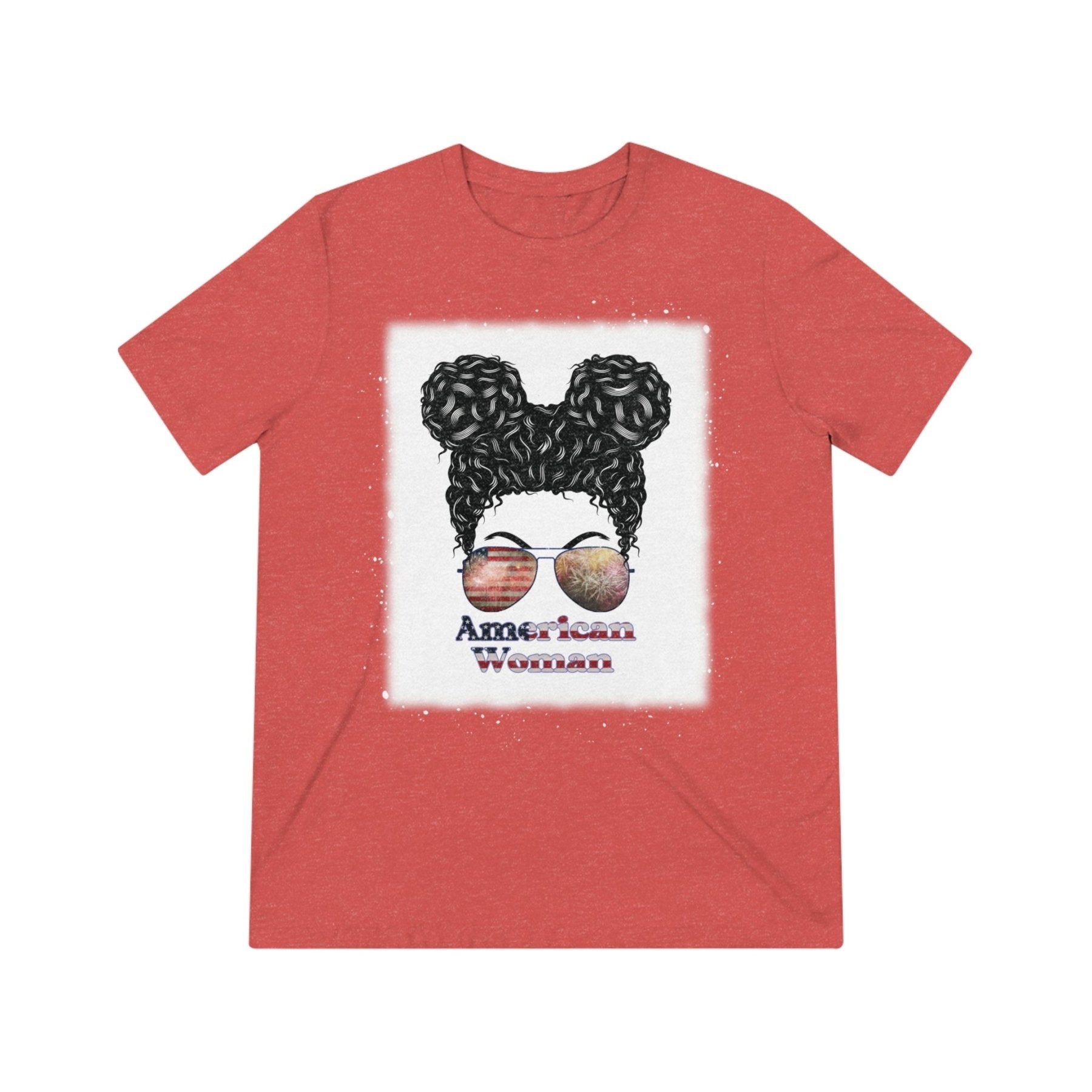 American Woman, Black Hair, Unisex Triblend T-Shirt - Janlyn's Crafts