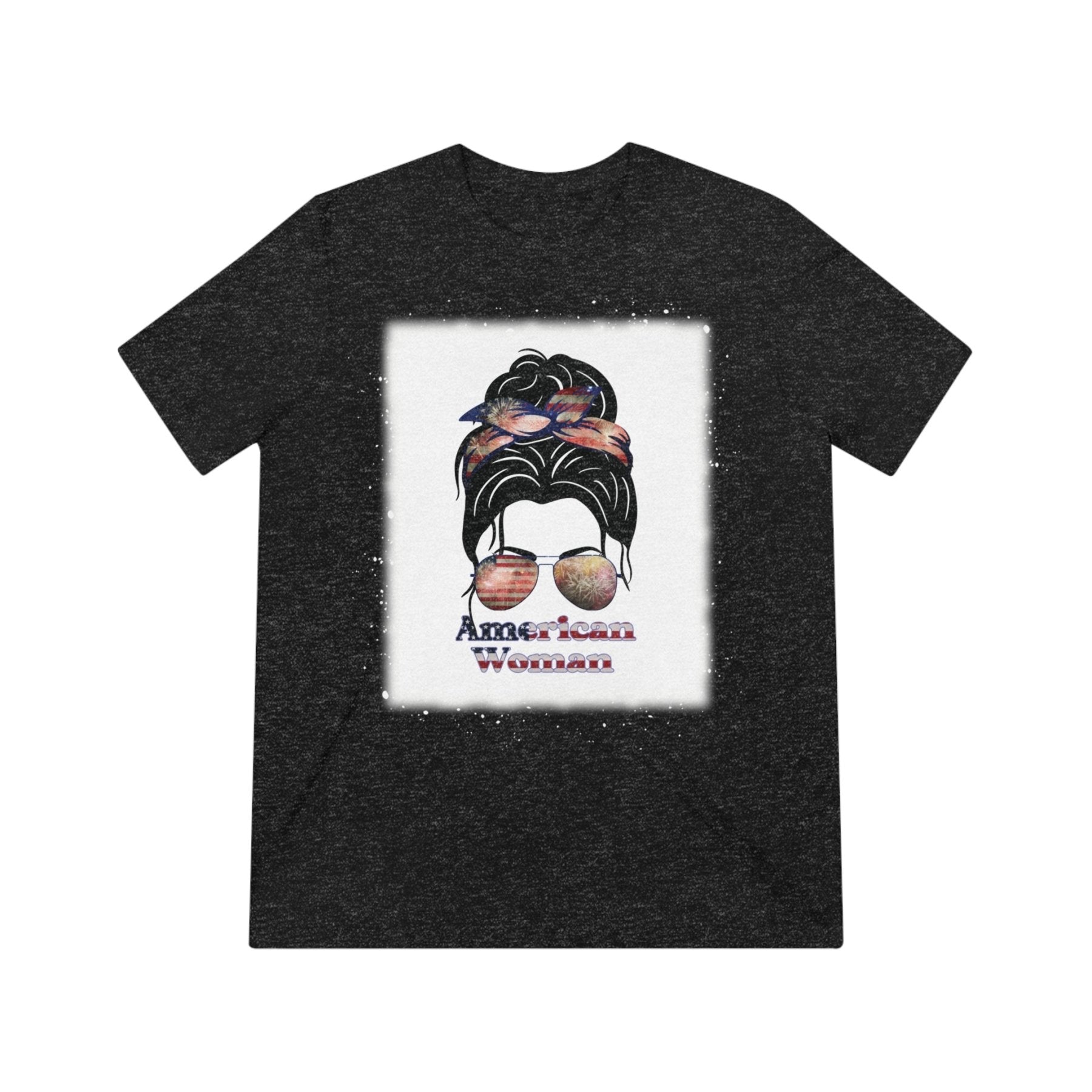 American Woman, Black Hair, Unisex Triblend T-Shirt - Janlyn's Crafts