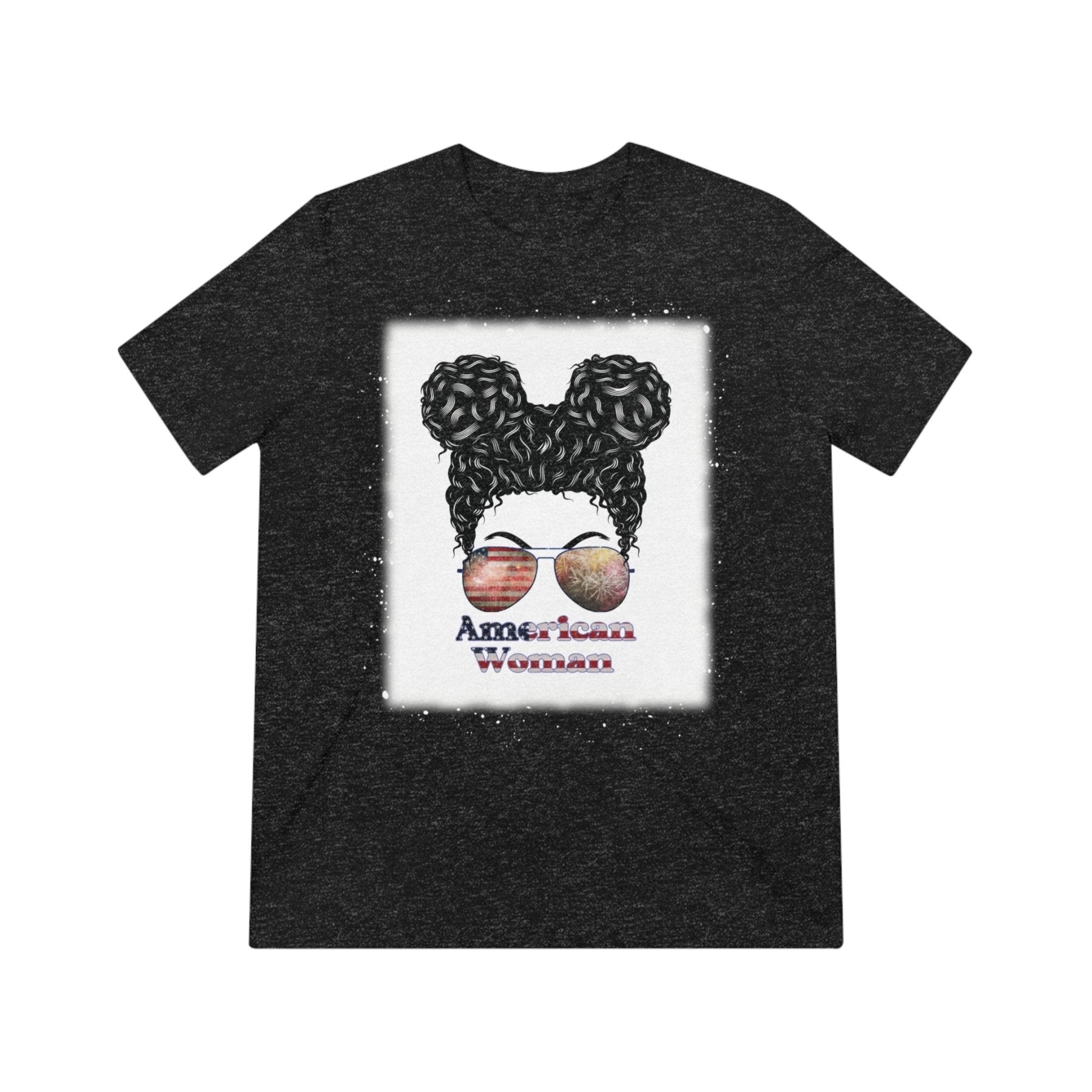 American Woman, Black Hair, Unisex Triblend T-Shirt - Janlyn's Crafts