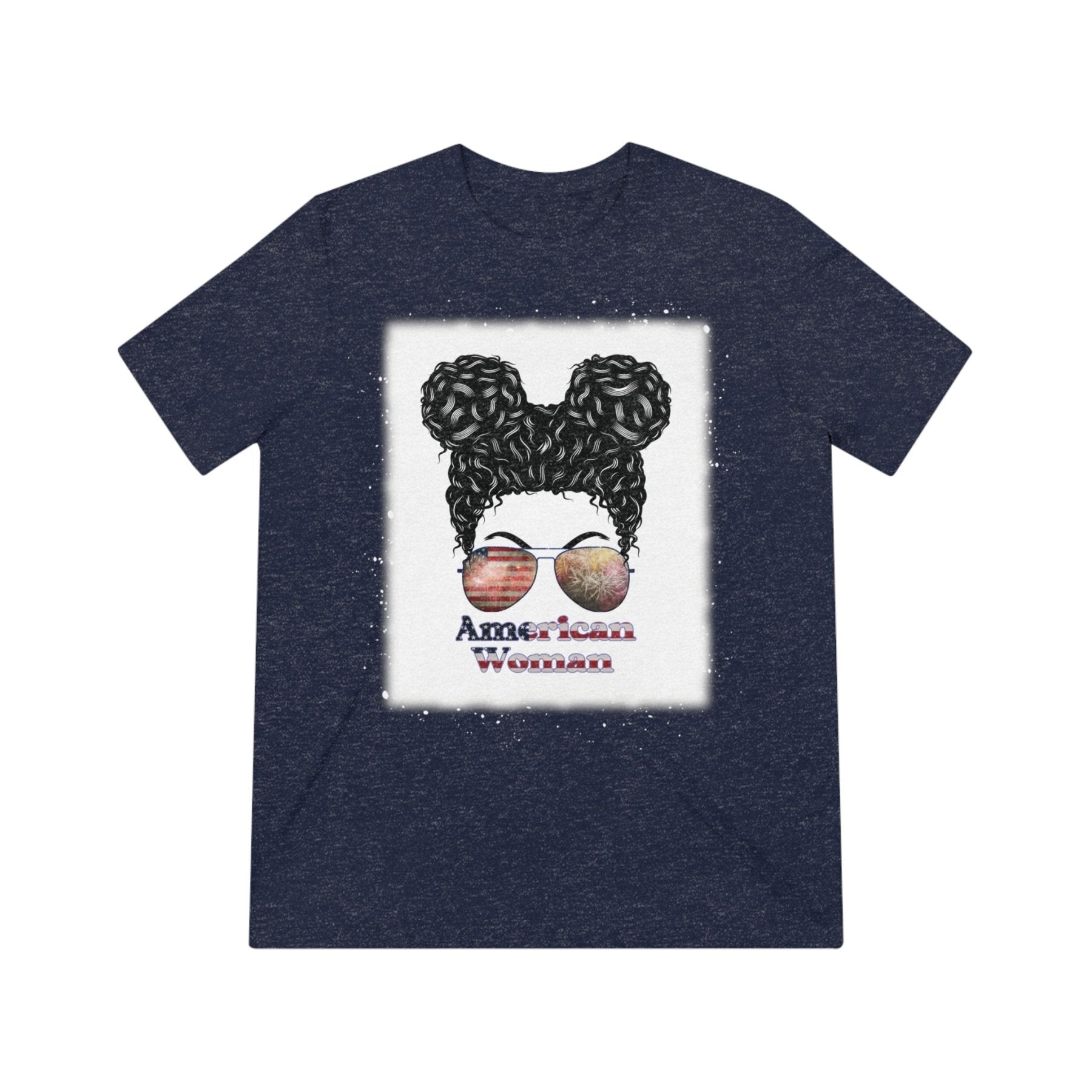 American Woman, Black Hair, Unisex Triblend T-Shirt - Janlyn's Crafts