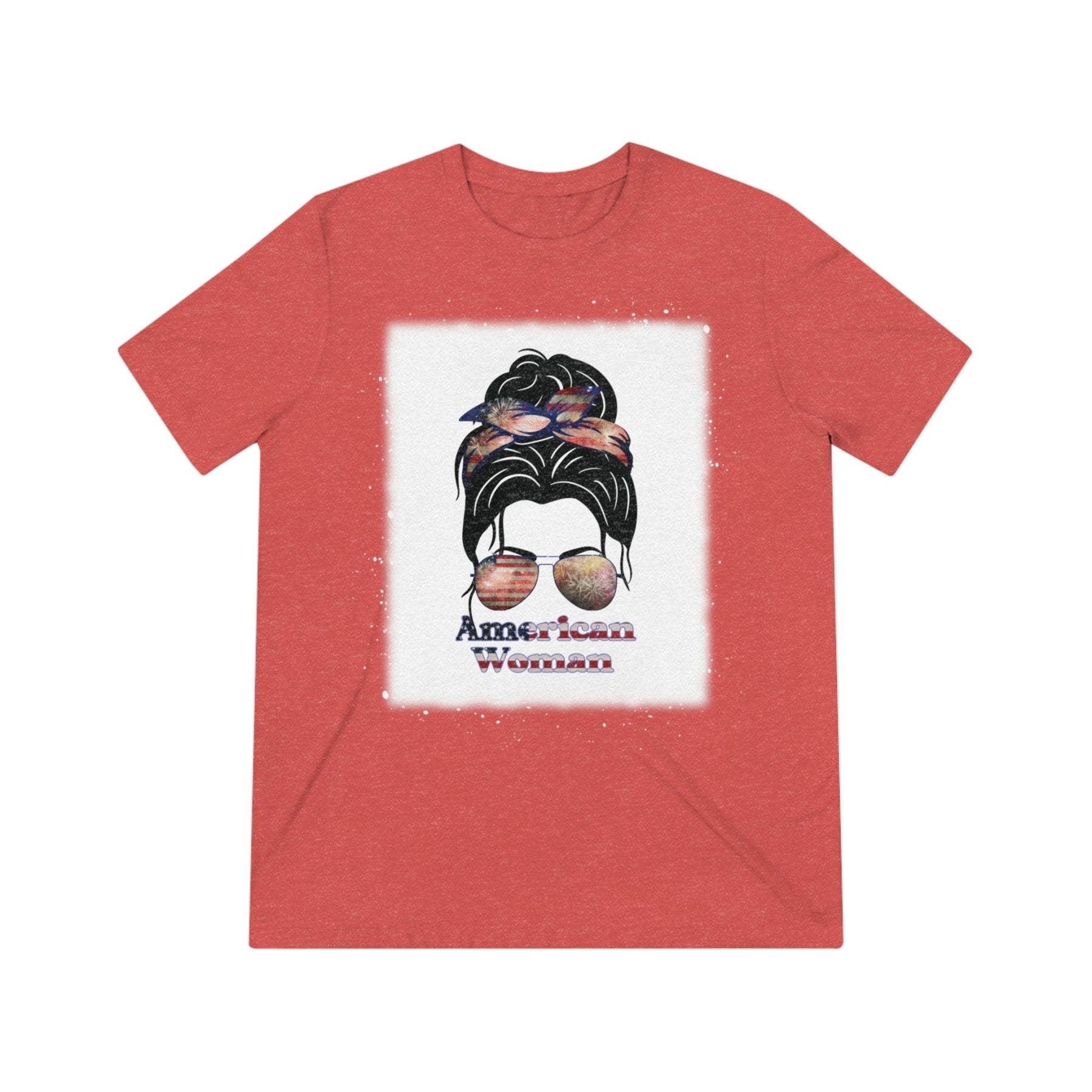 American Woman, Black Hair, Unisex Triblend T-Shirt - Janlyn's Crafts