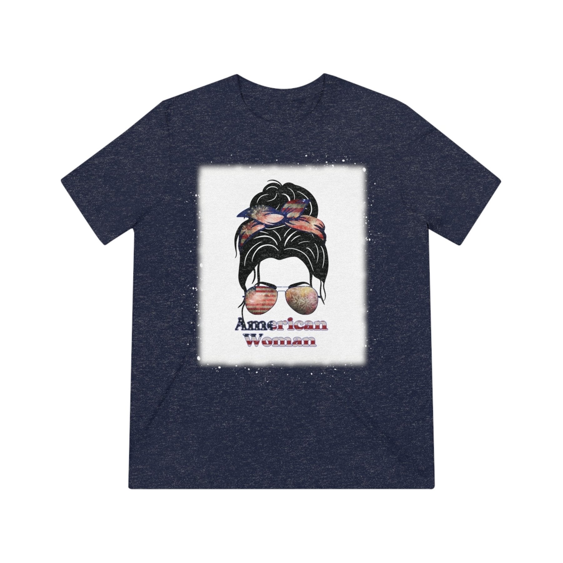 American Woman, Black Hair, Unisex Triblend T-Shirt - Janlyn's Crafts