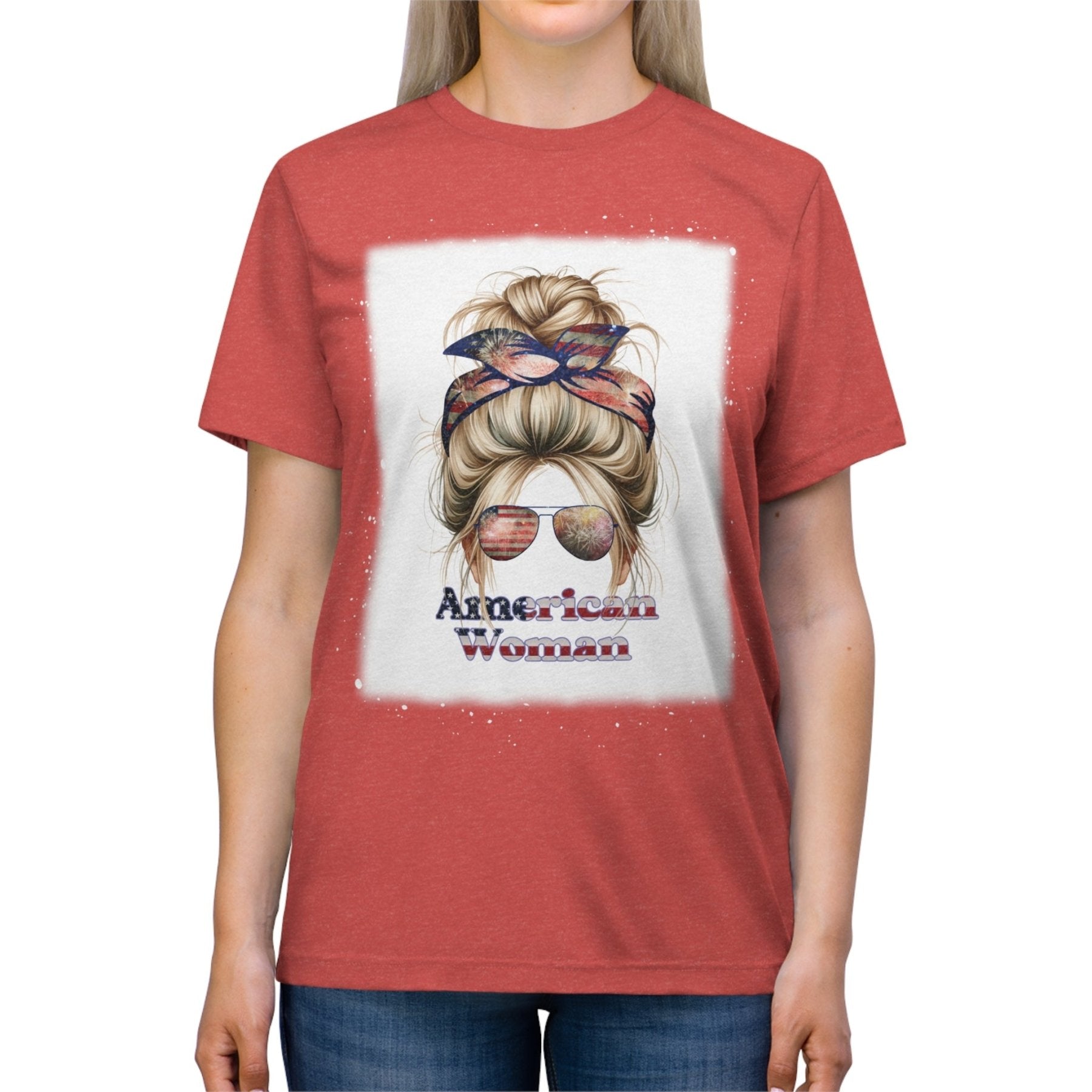 American Woman, Blond Hair, Unisex Triblend T-Shirt - Janlyn's Crafts