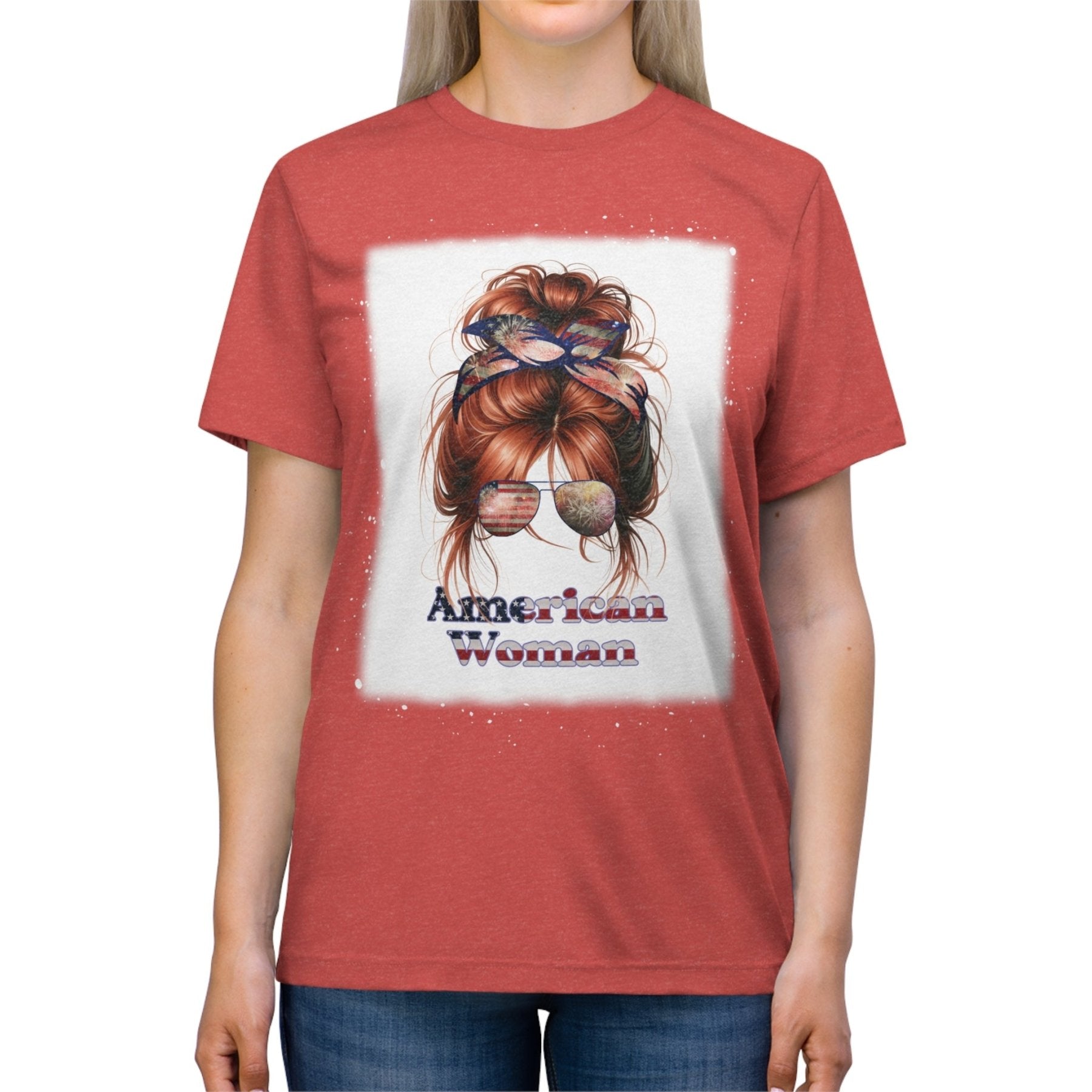 American Woman, Red Hair, Unisex Triblend T-Shirt - Janlyn's Crafts