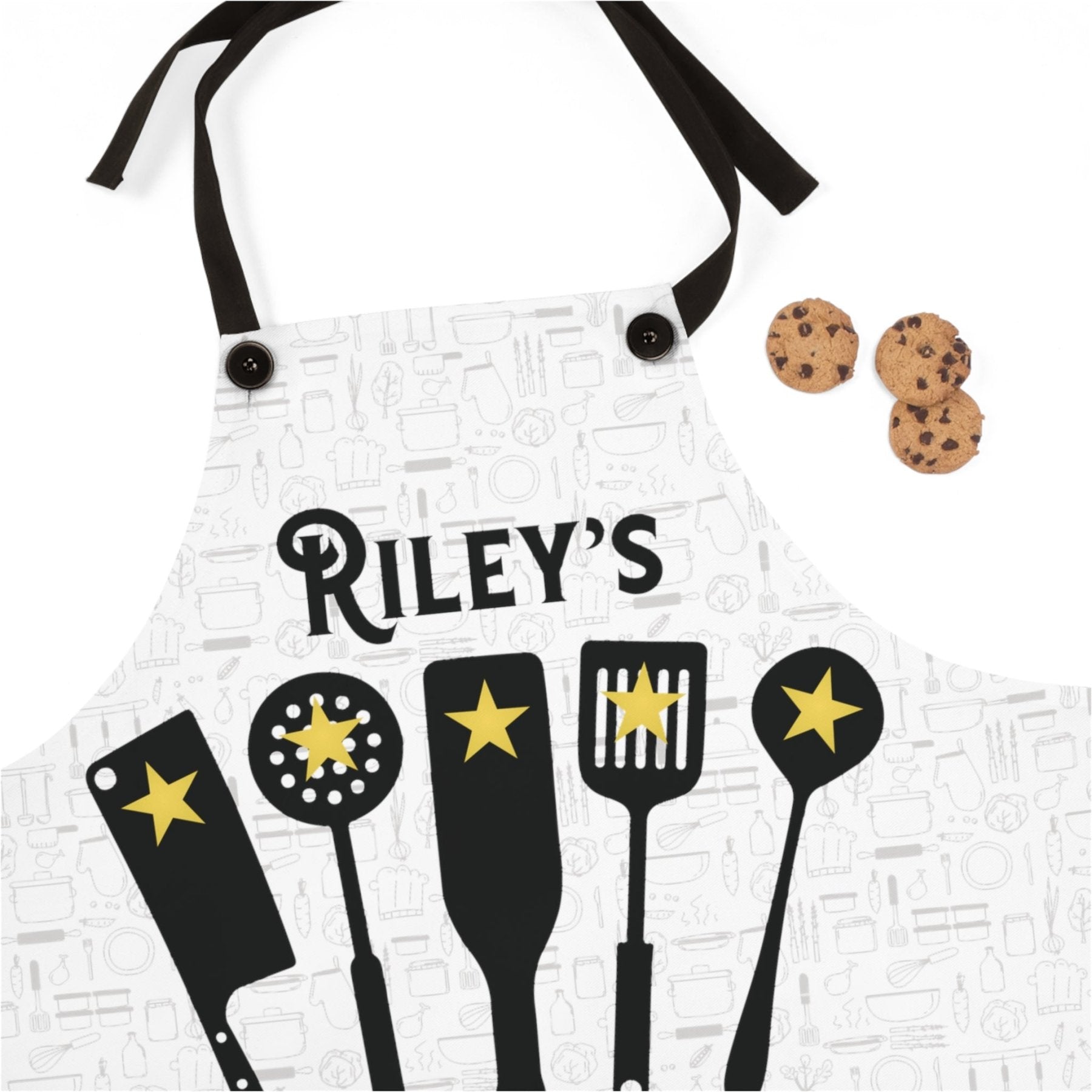 Apron, 5-Star Cooking, 5 Gold Stars, Personalized Unisex Apron - Janlyn's Crafts