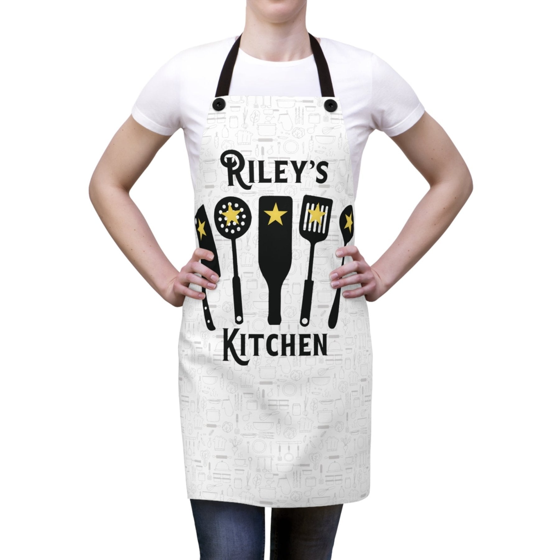 Apron, 5-Star Cooking, 5 Gold Stars, Personalized Unisex Apron - Janlyn's Crafts