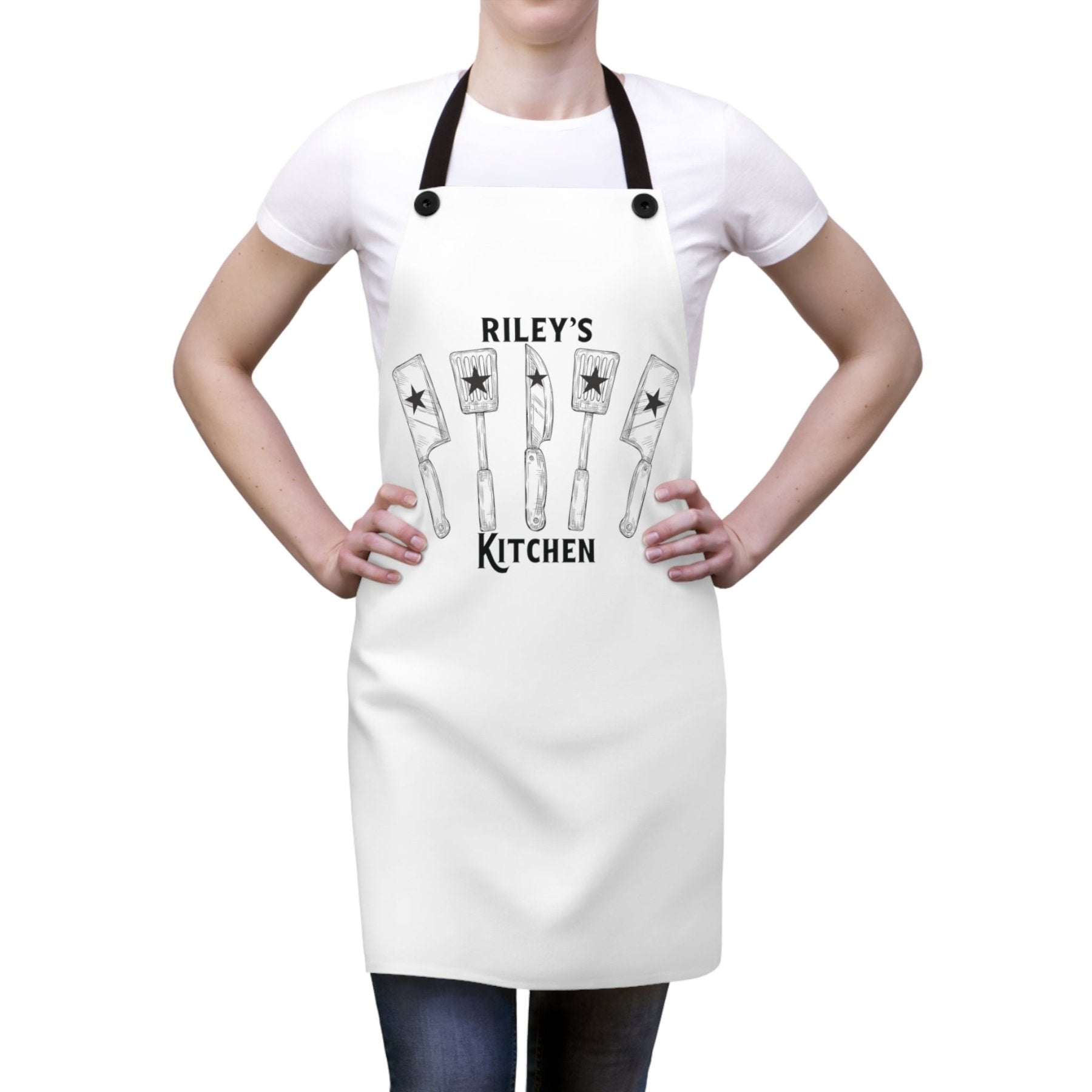 Apron, 5-Star Kitchen with Knives, Personalized Unisex Apron - Janlyn's Crafts