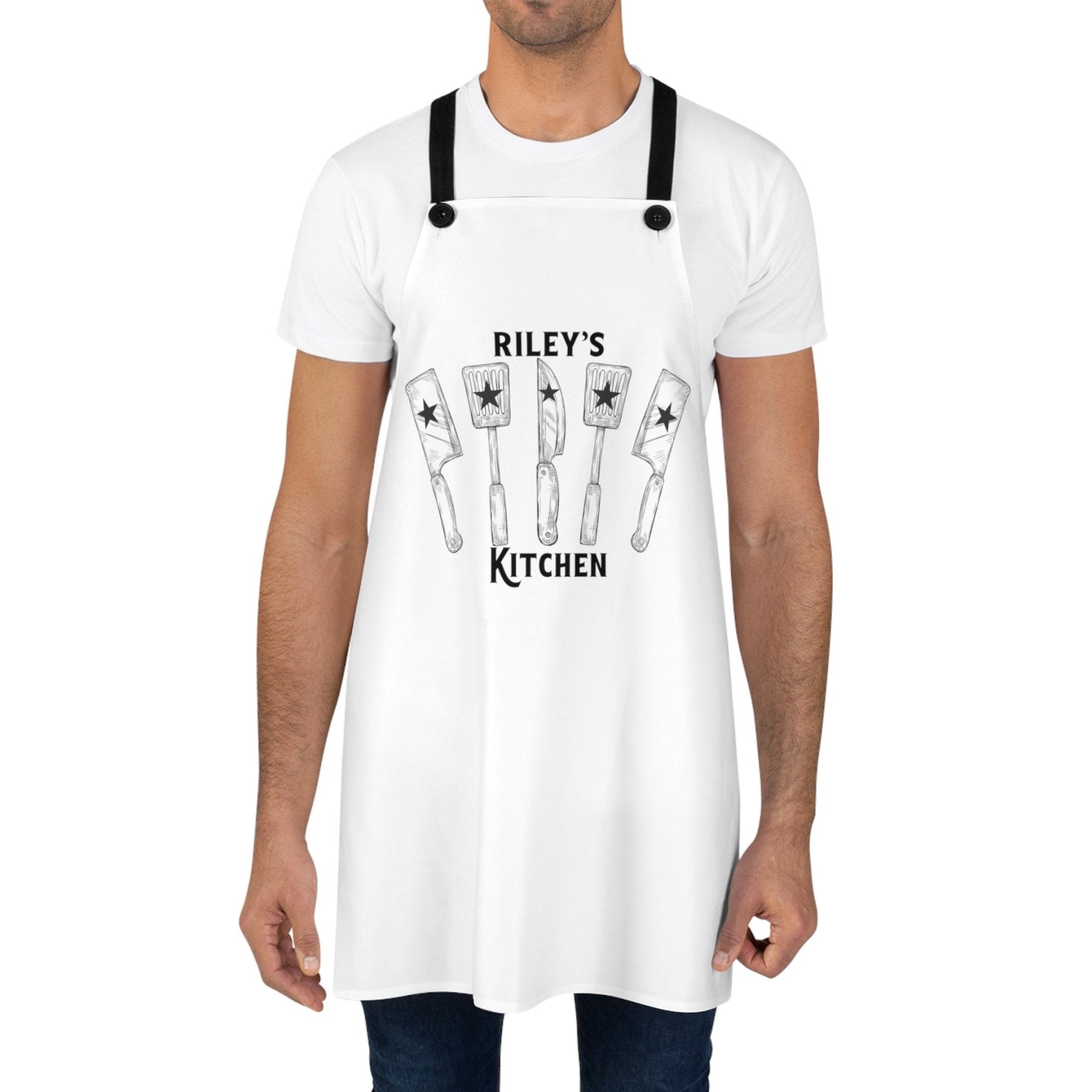 Apron, 5-Star Kitchen with Knives, Personalized Unisex Apron - Janlyn's Crafts