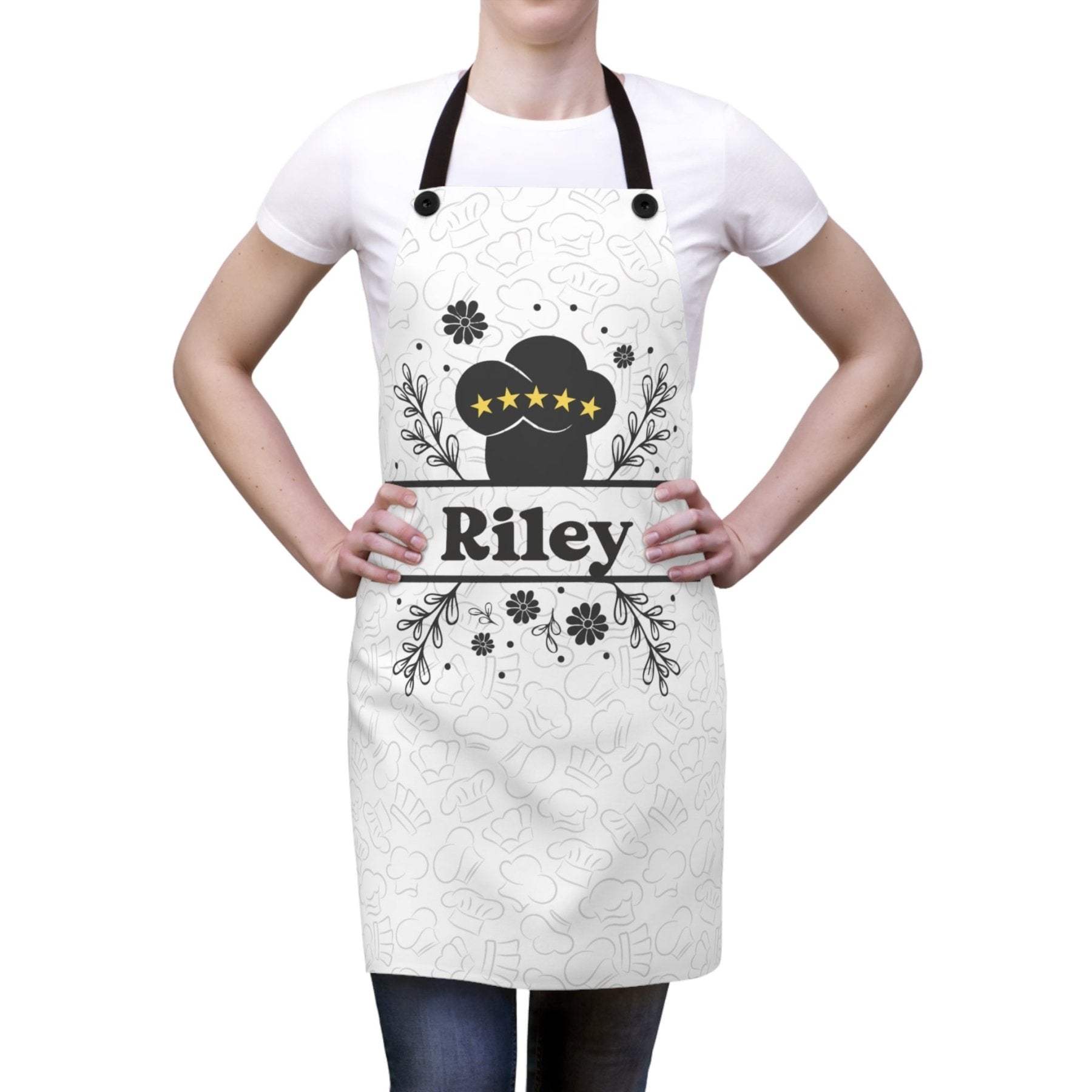 Apron, Chef Hat, 5-Star Gold, Personalized Unisex Apron - Janlyn's Crafts