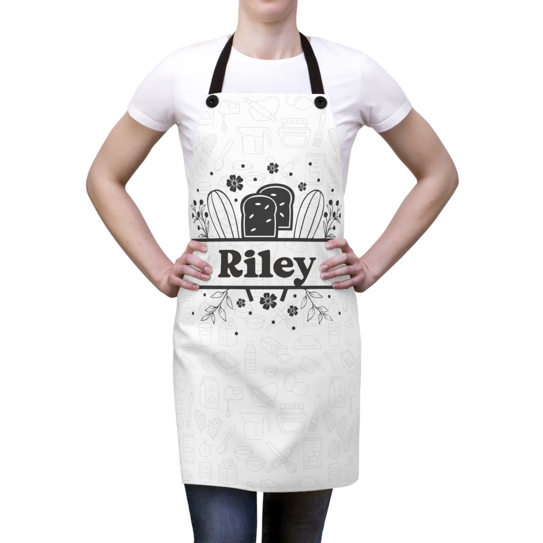 Apron, Whisk & Bread, Personalized Unisex Apron - Janlyn's Crafts