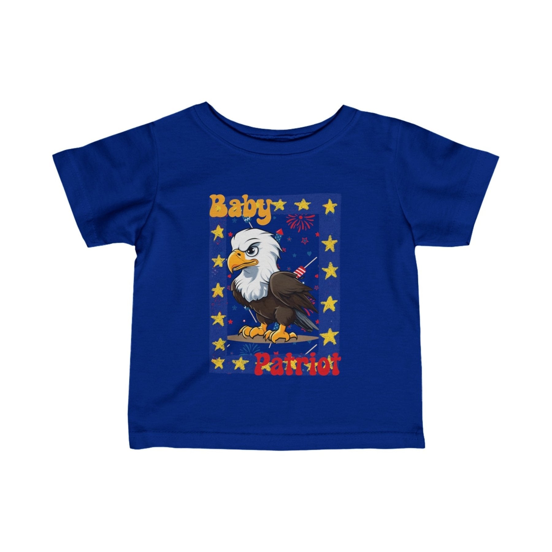 Baby Patriot, Framed Baby Bald Eagle, Infant Fine Jersey Tee, 6M-24M - Janlyn's Crafts