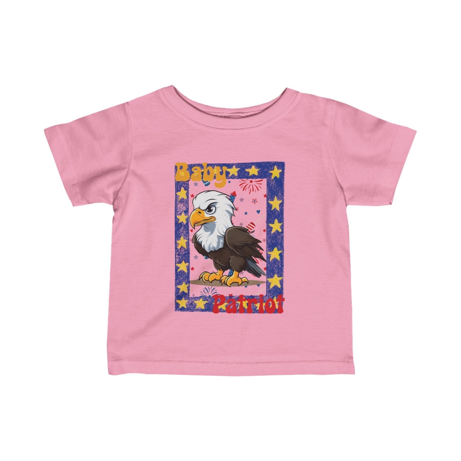 Baby Patriot, Framed Baby Bald Eagle, Infant Fine Jersey Tee, 6M-24M - Janlyn's Crafts